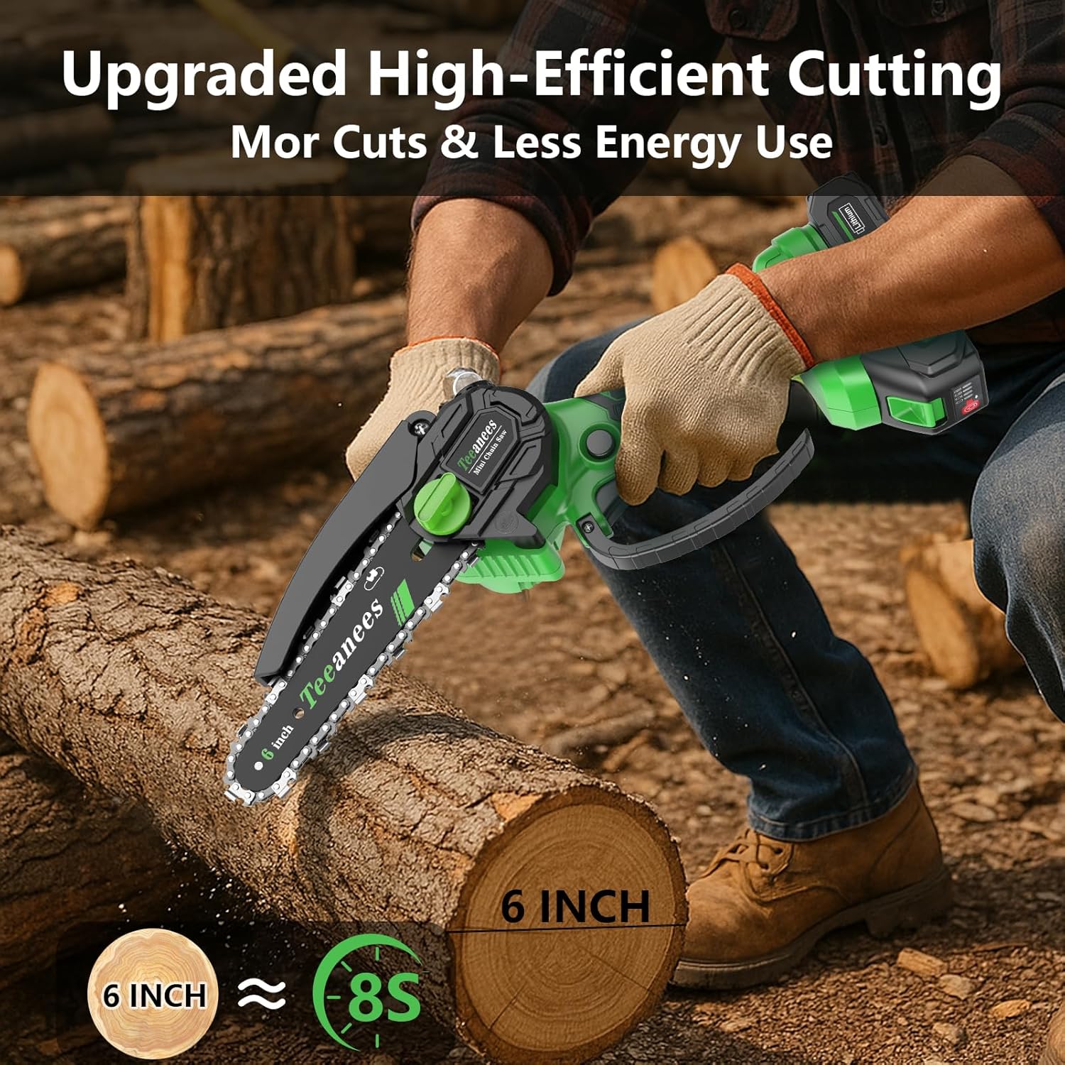 Mini Chainsaw Cordless 6-Inch, 880W Small Battery Powered Chainsaw with Auto Oiler, 2 Batteries & 3 Chains for Tree Trimming & Wood Cutting, Gift for Men Dad Husband.