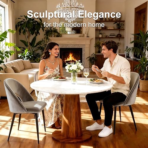 Miniatura 5 de Juego de 4 sillas de comedor, sillas de comedor tapizadas de terciopelo de madera, silla de cocina moderna minimalista con respaldo curvado