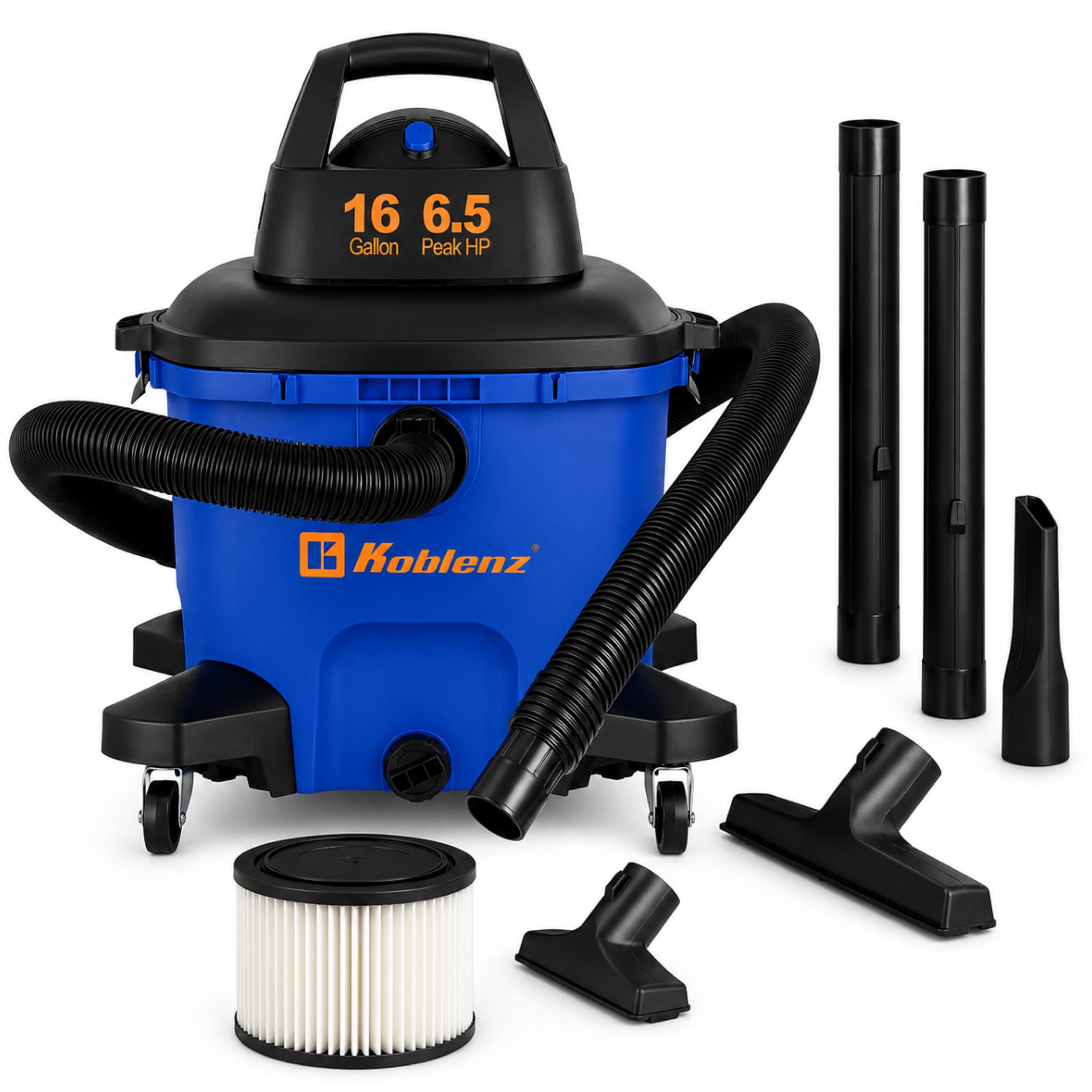 Koblenz WD-16 L4 Wet Dry Vacuum Cleaner, 16 Gallon Wet Dry Vac, 6.5 PHP