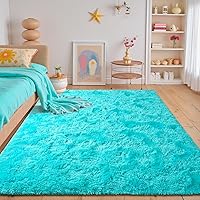 Vista 10 de junovo Alfombra de área lavable y antideslizante, alfombras de área pequeñas y esponjosas, alfombra peluda para sala de estar, alfombra suave