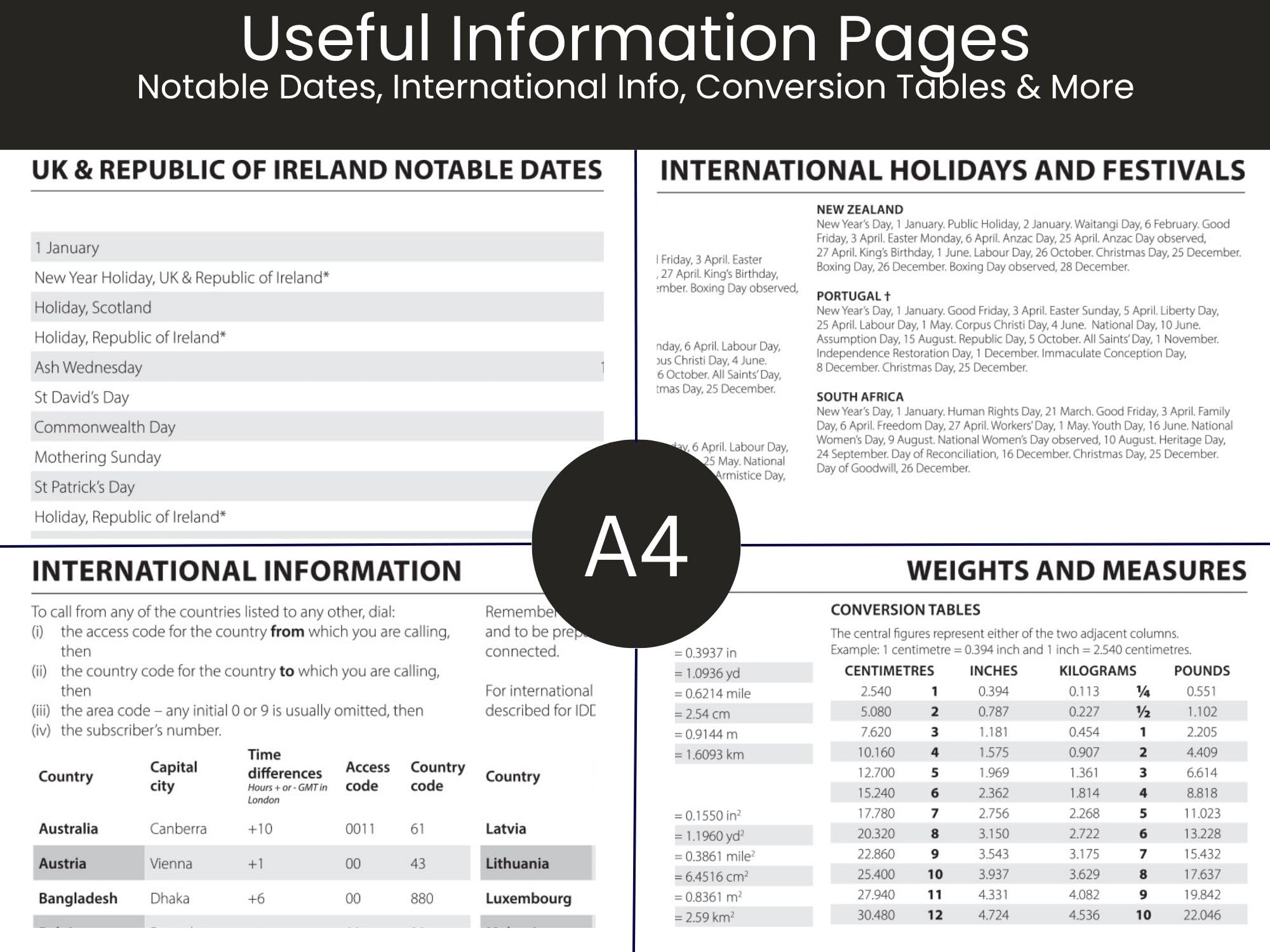 Agenda 2026 Annuel Format A4 – Couverture Rigide, 2 Pages Par Jour – Avec Plages Horaires – Pour Bureau, études, Maison – Noir