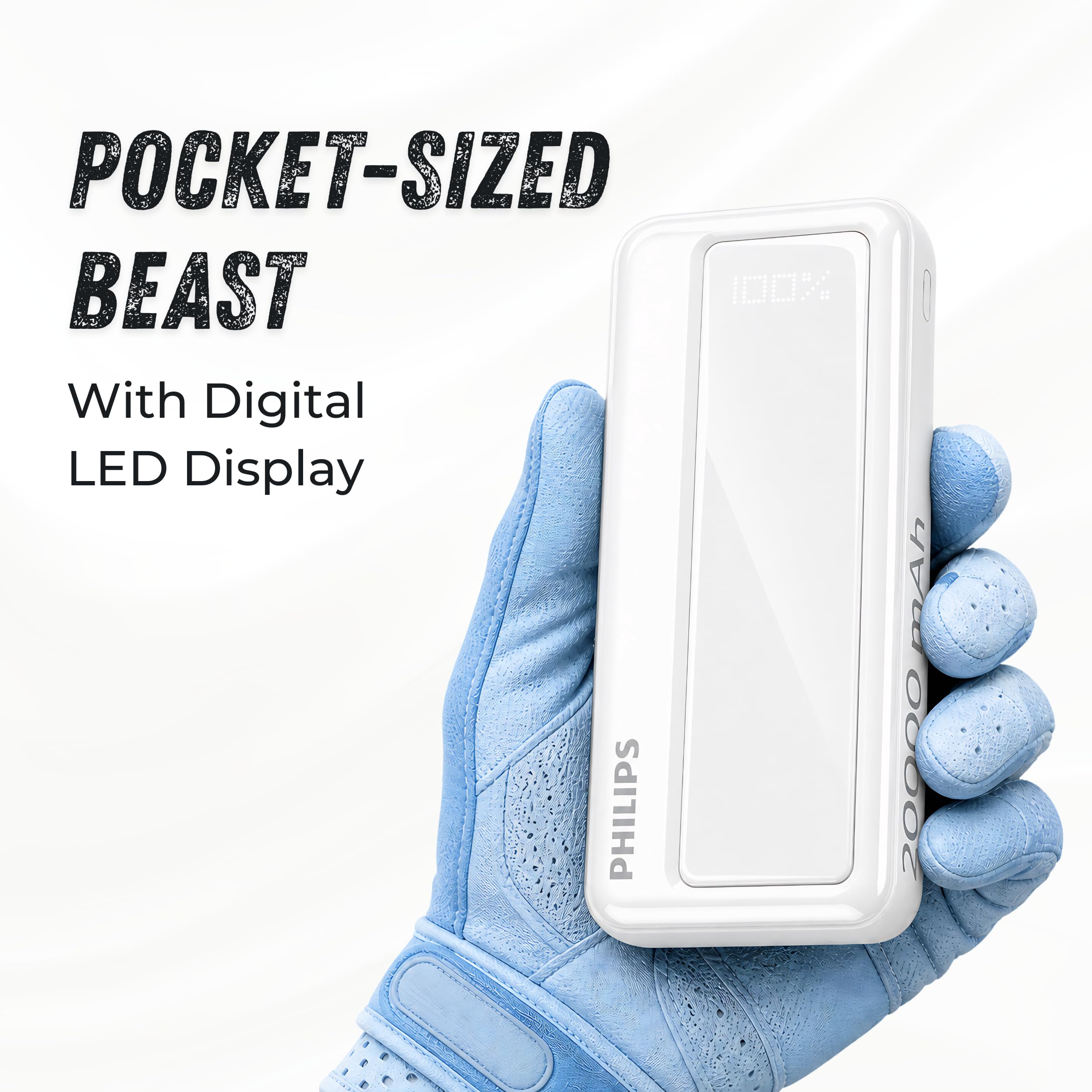 Philips 20000mAh 22.5W Fast Charging Power Bank (Alba White) with Digital LED Display | Type-C & USB-A Input/Output | 3 Output Ports | Lithium Polymer | Portable for Mobile, Tablet & Earbuds — Amazon image 8