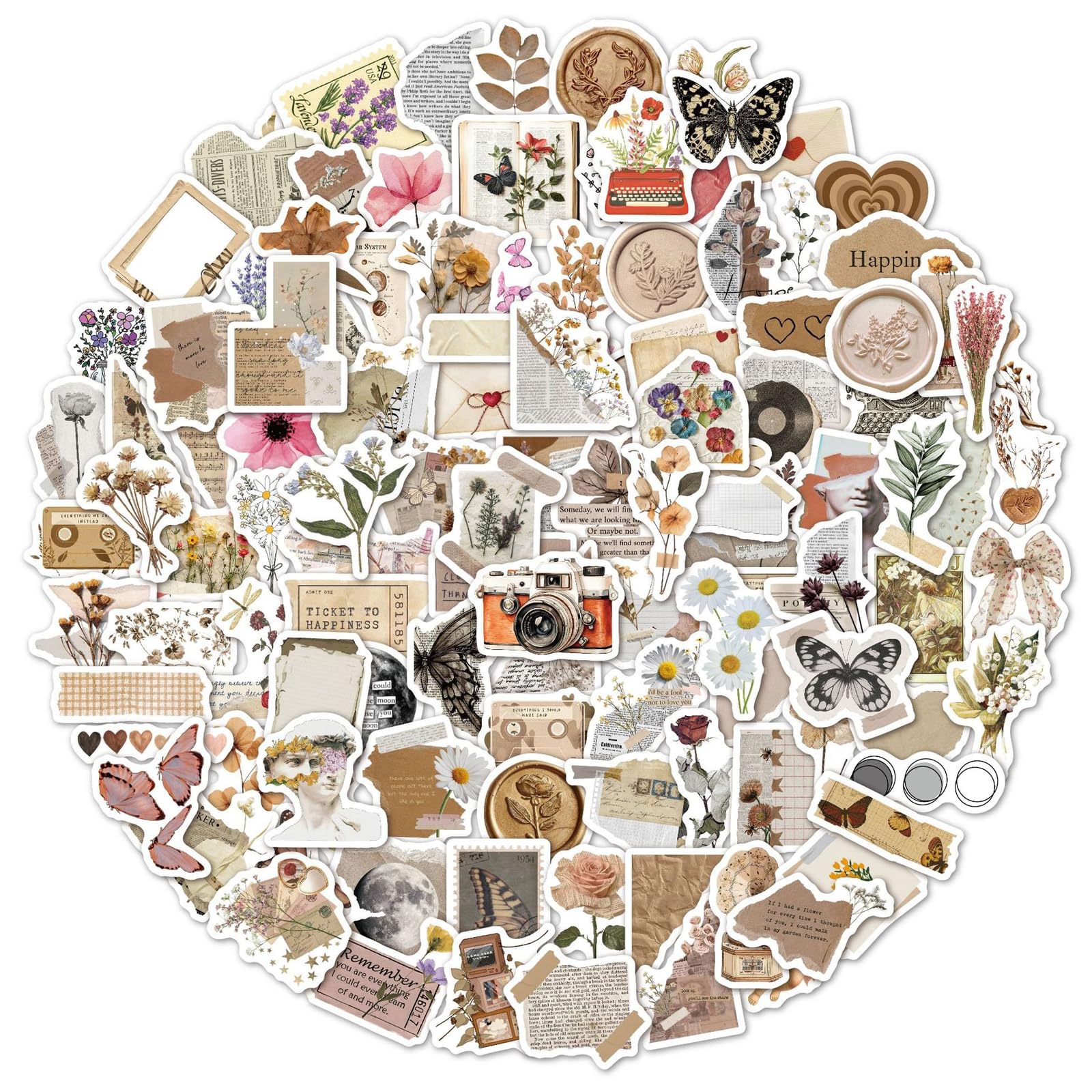 Kit Scrapbooking Vintage 120 Pièces - 4 Styles Papiers 14x20 Cm Pour Journals, Albums Et DIY