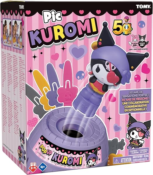 TOMY Pic Kuromi Pop Up, Jeu d'action pour Enfants, 2-4 Joueurs, Jeu Familial Amusant, Rigolo pour Groupes, Cadeau Anniversaire Idéal, Jeux 4 Ans +
