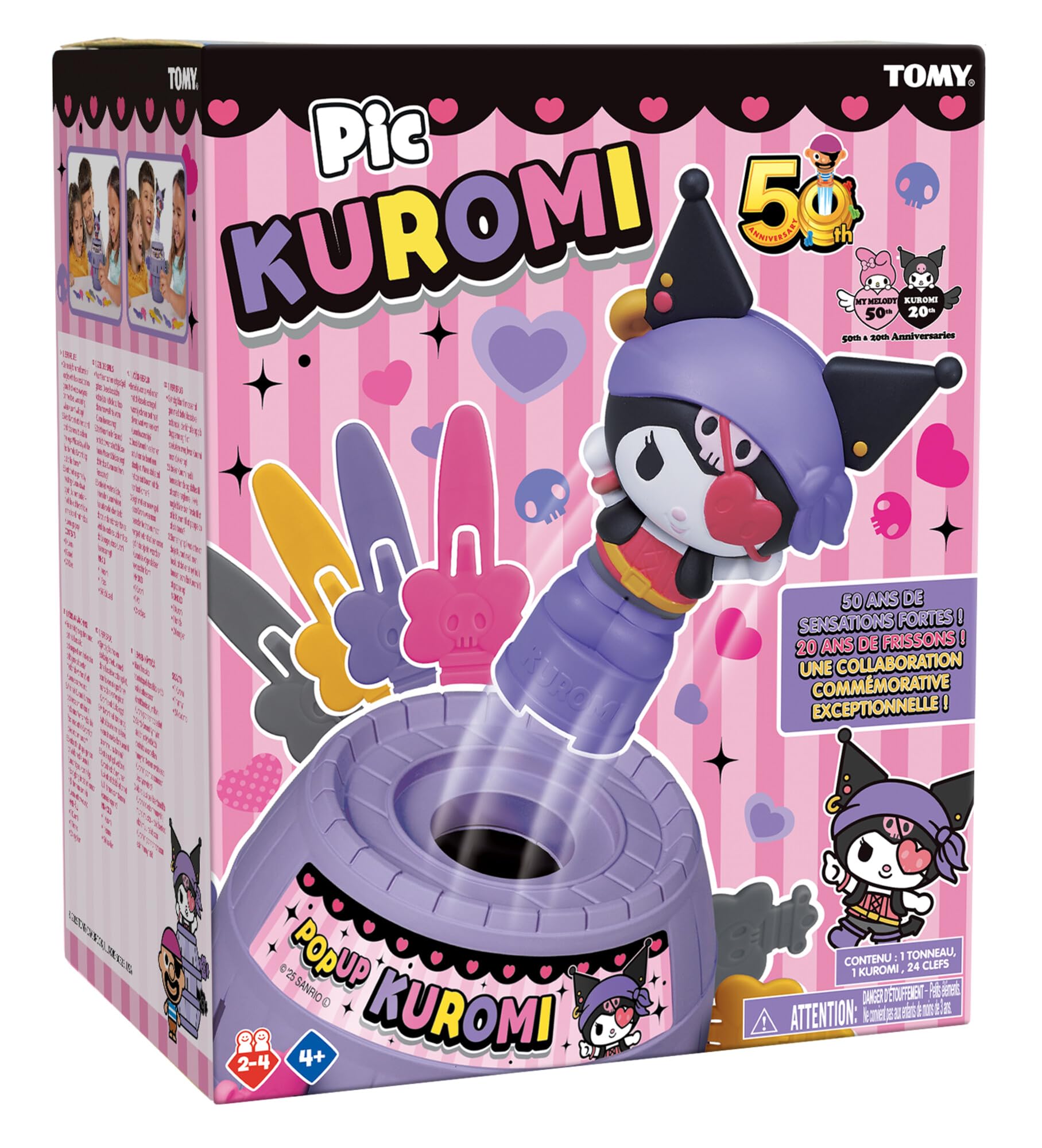 TOMY Pic Kuromi Pop Up, Jeu d'action pour Enfants, 2-4 Joueurs, Jeu Familial Amusant, Rigolo pour Groupes, Cadeau Anniversaire Idéal, Jeux 4 Ans +