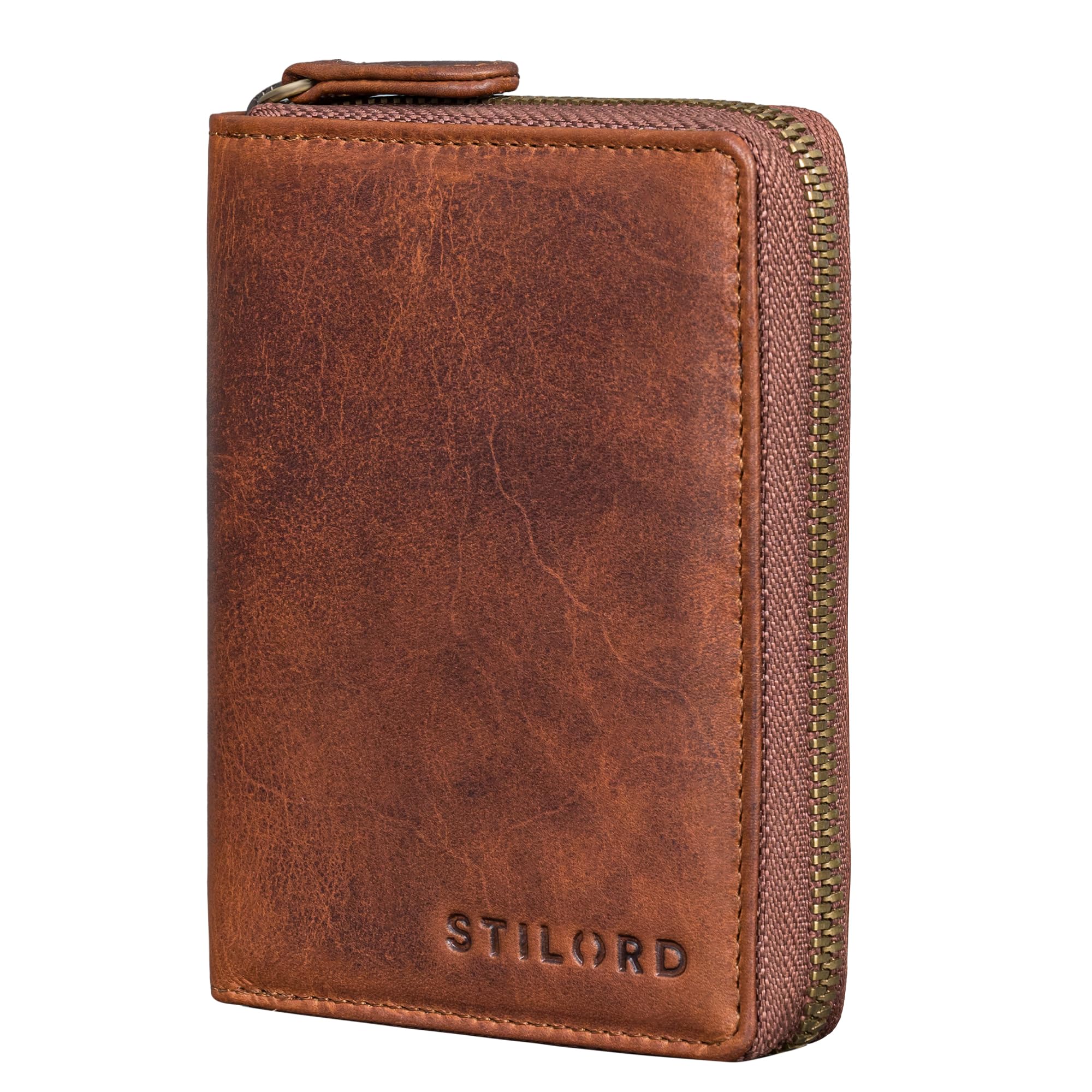 STILORD Giannis Mini Portefeuille Homme Cuir – RFID Protection Porte-Monnaie Vintage – Petit Portefeuille Porte Cartes de Crédit avec Fermeture Éclair & Coffret Cadeau Couleur:Noir