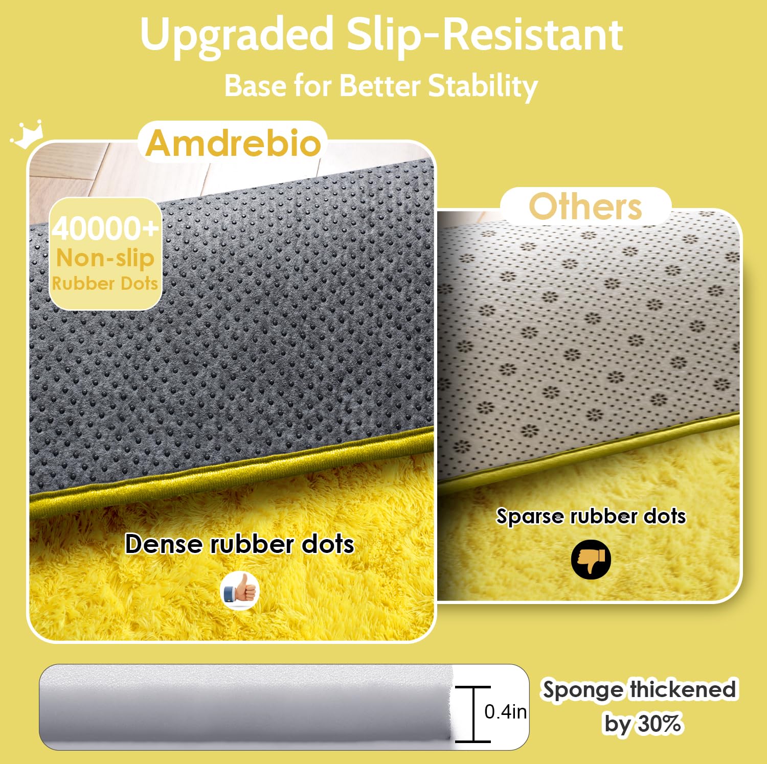 Amdrebio - Alfombra redonda amarilla de 183 cm para salón o dormitorio, mullida de felpa y pelo largo, para decoración de guardería, aula, habitación infantil o juvenil, niñas o niños, estilo kawaii