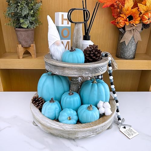 Vista 128 de Winlyn 7 calabazas artificiales verdes surtidas, calabazas de cosecha de color verde oscuro, calabazas decorativas de espuma para granja, otoño