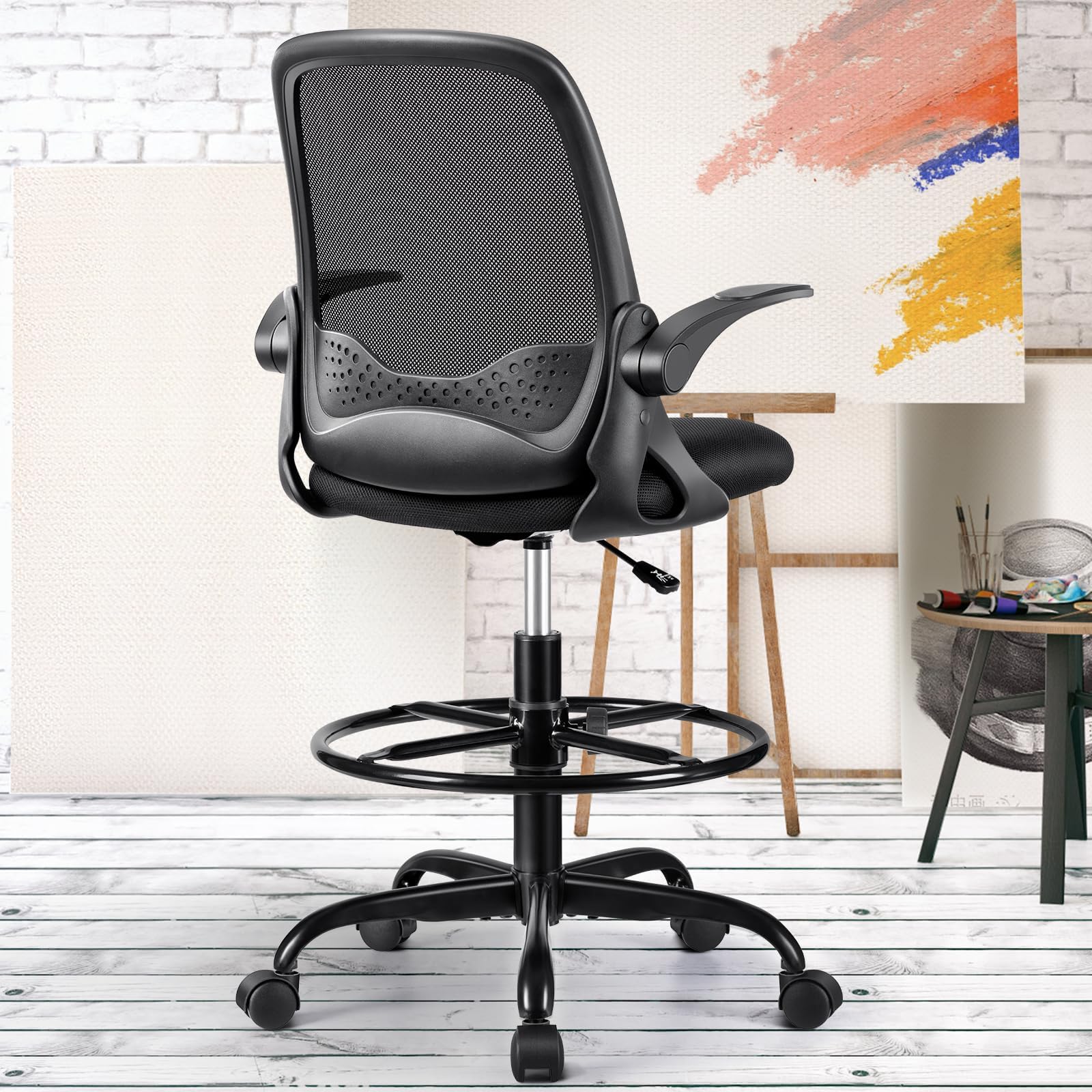 Vinsetto Drafting Chair, Tall Mesh Office, Ergonomic Painting Chair