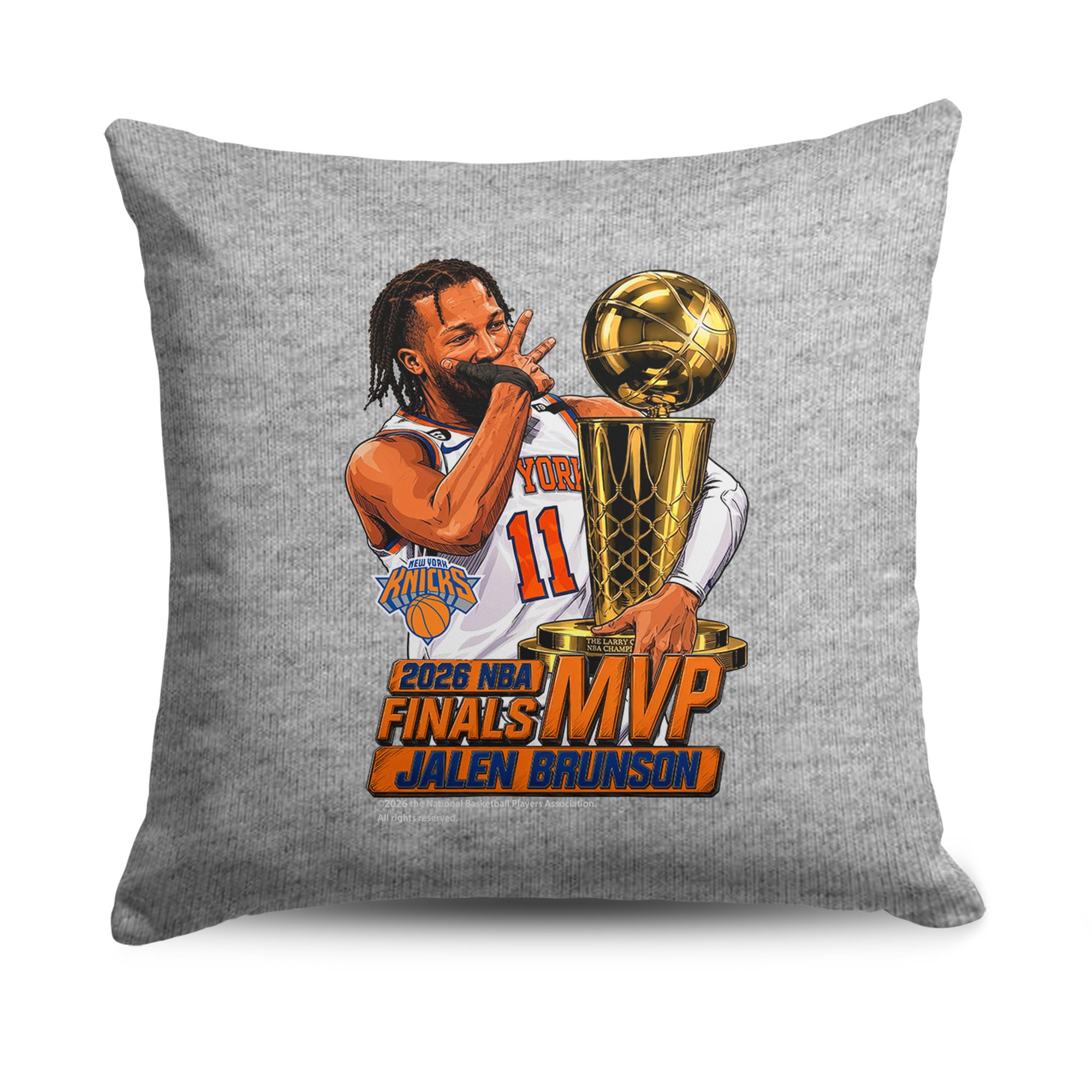 Northwest New York Knicks Jalen Brunson 2026 NBA Finals MVP Celly Sweatshirt Pillow 16x16 inches