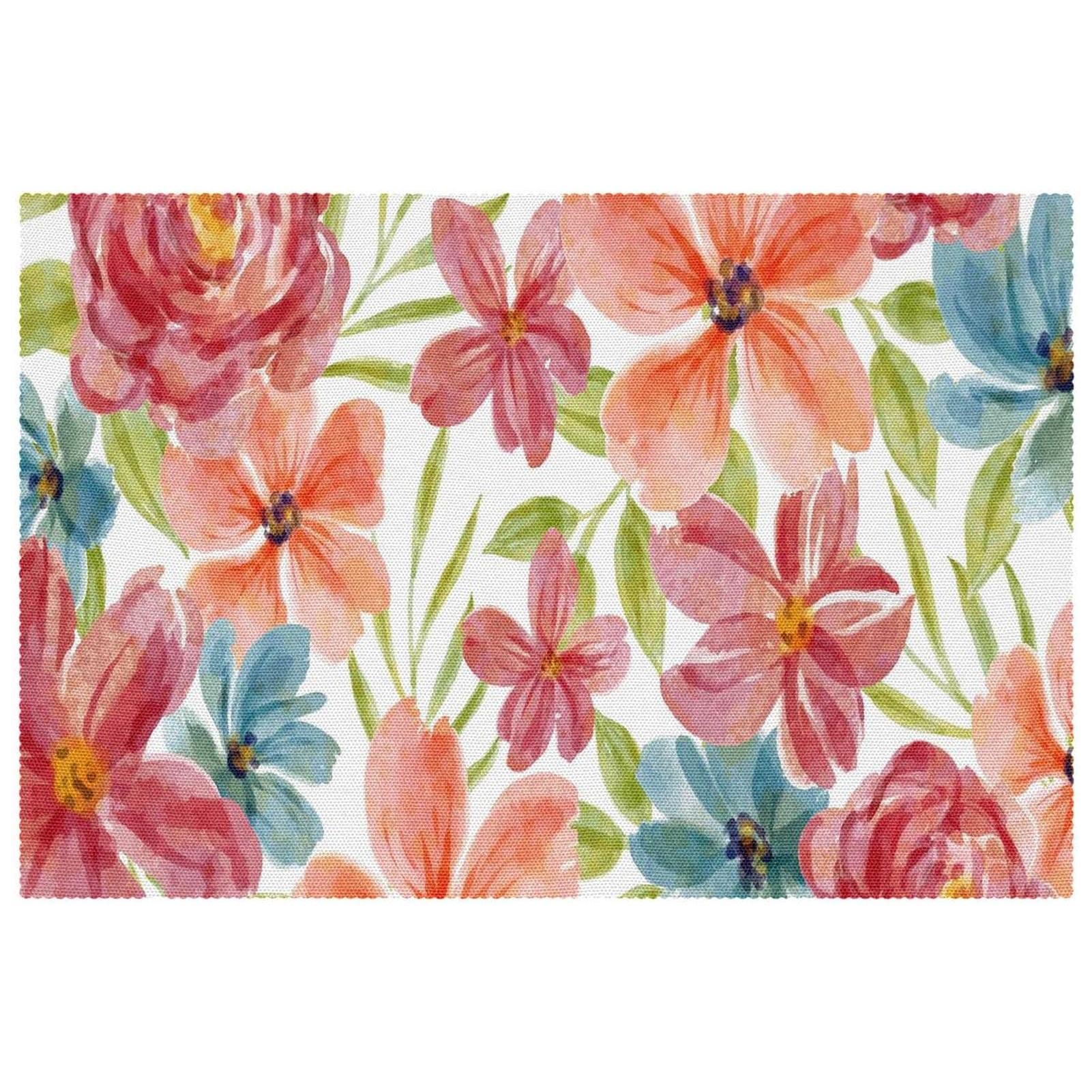 Set de table de salle à manger motif floral aquarelle antidérapant 30,5x45,7 cm