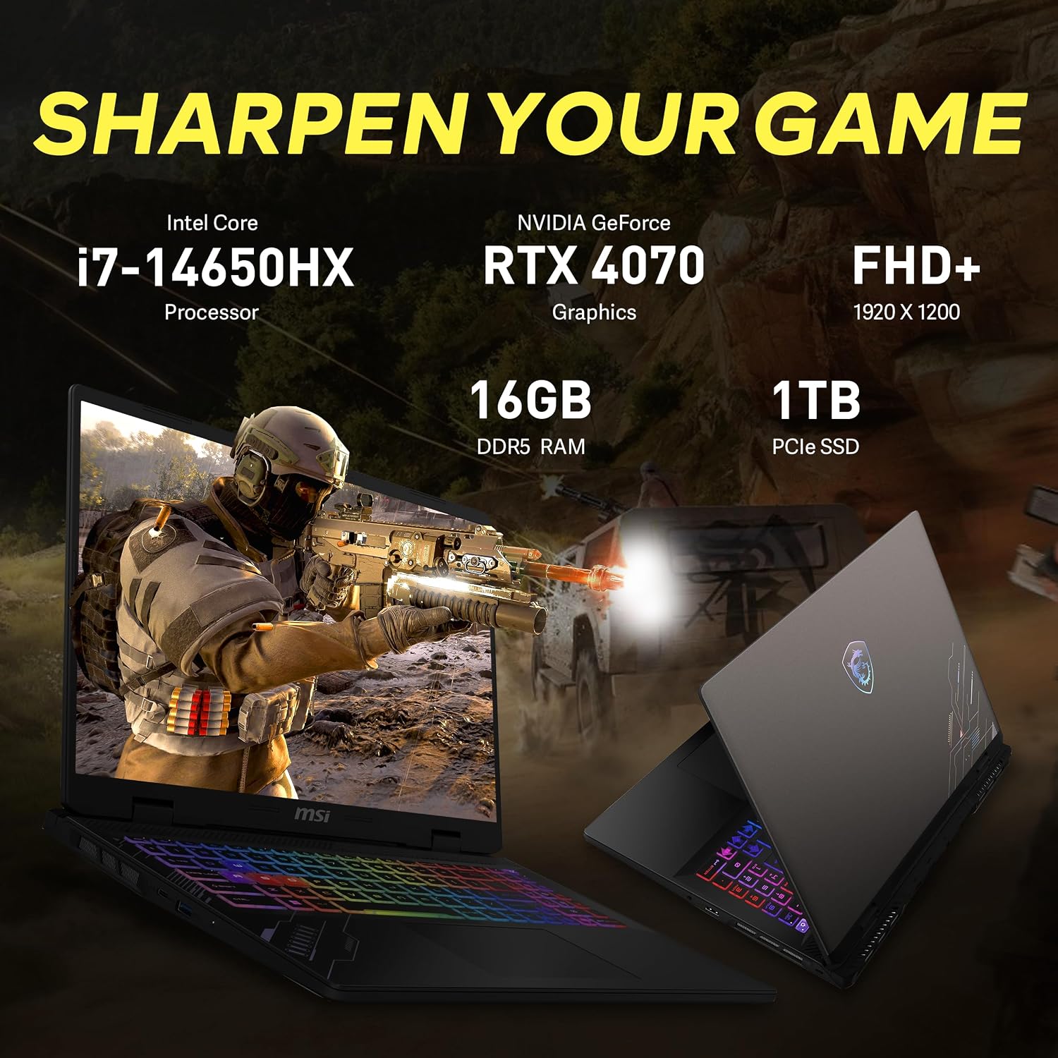 MSI Crosshair 16" 144Hz FHD+ Gaming Laptop, Intel i7-14650HX, 16GB DDR5, 1TB SSD, GeForce RTX 4070, 24-Zone RGB Backlit Keyboard, Cooler Boost 5, Wi-Fi 6E, Win 11, Gray, 256GB Docking Station Set