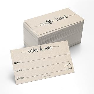 321Done Enter to Win Tickets (Set of 100) 3.5x2 Name, Phone Number, and Email, Raffle Tickets Entry Form for Contests, Drawings, Lotteries Prize Game, Kraft Tan