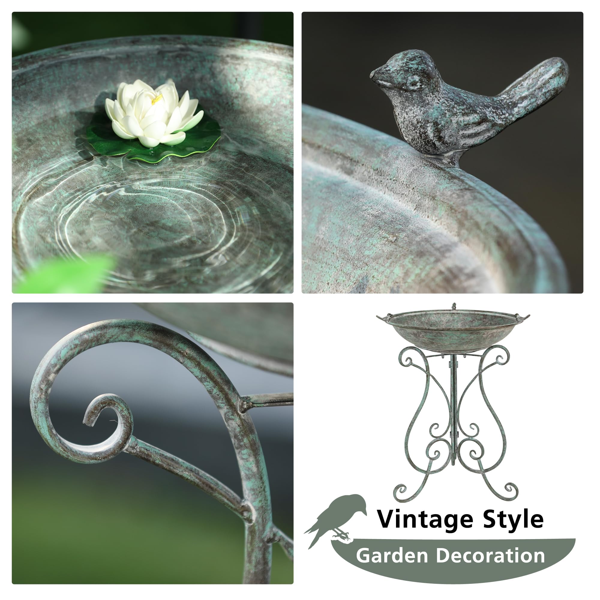 Vogeltränke Aus Gusseisen, 28,4x65,5 Cm – Vintage Design, Für Garten, Wetterfest