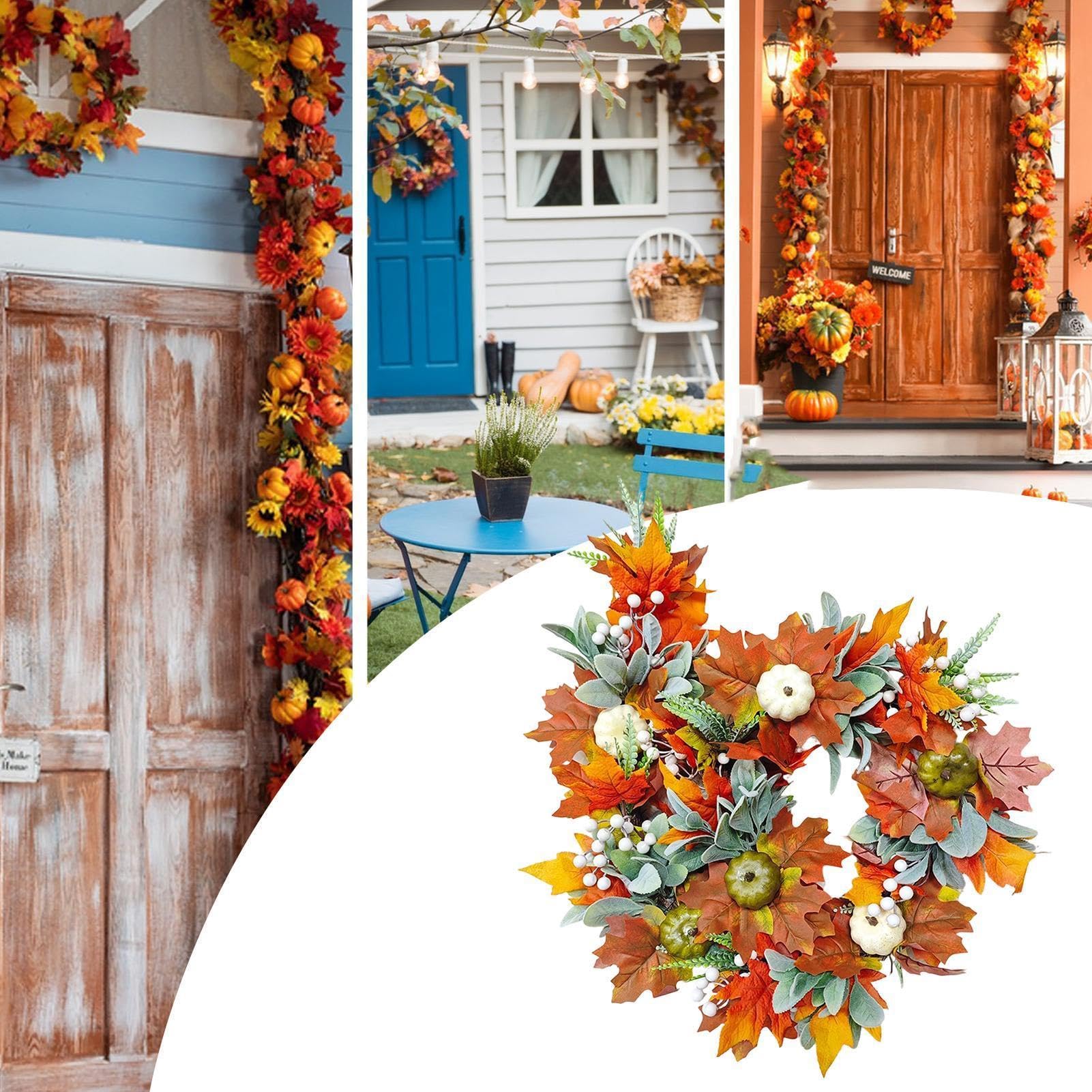 Guirnalda De Otoño Bandera Halloween Artificial 1,5 m con Calabazas | Guirnalda Para Repisa Acción De Gracias para Hogar: Repisa de Chimenea, Escalera, Porche, Pared, Ventana,