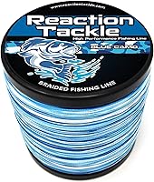 Reaction Tackle Braided Fishing Line - 4-Strand UHMWPE Braid for Saltwater & Freshwater, Abrasion-Resistant, Zero Stretch, Colored Visibility