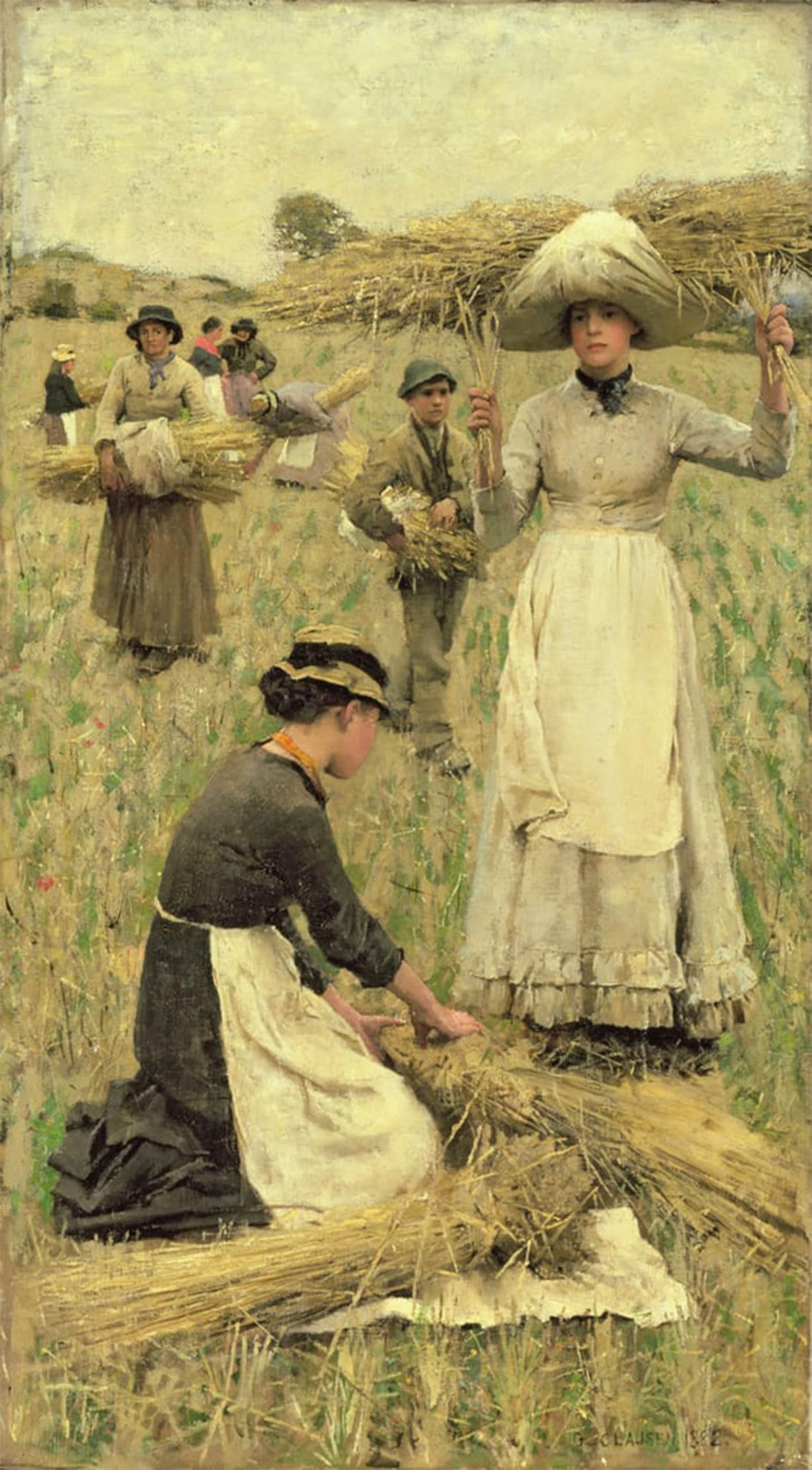 RZHRHJES Abstract Painting Poster Art Print Canvas Print Poster Gleaners by George Clausen Landscape Canvas Painting for Home Decor 60x90cm
