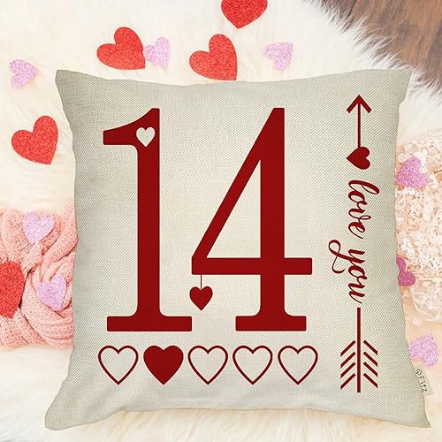 Miniatura 6 de Juego de 4 fundas de almohada decorativas con texto en inglés Happy Valentine's Day de 20 x 20 pulgadas, diseño de flechas de corazón rojo, porche,