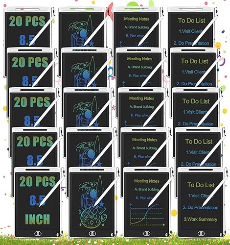 Miniatura 12 de Paquete de 20 tabletas de escritura LCD para niños a granel, tablero de garabatos reutilizable de 8.5 pulgadas, tableta de escritura para niños,