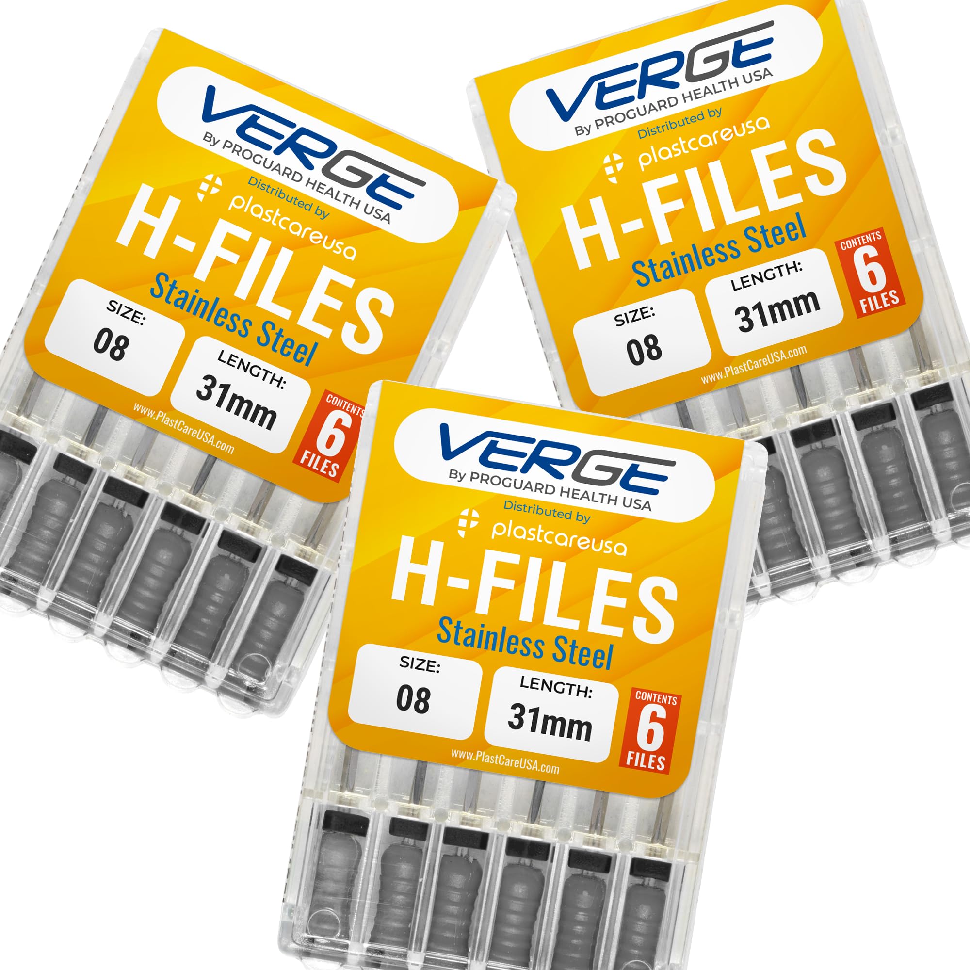 Dental Endodontic 31mm Endo H Files (3 Packs of 6) (18 Total Stainless Steel Hedstrom Files) (#8 Grey)