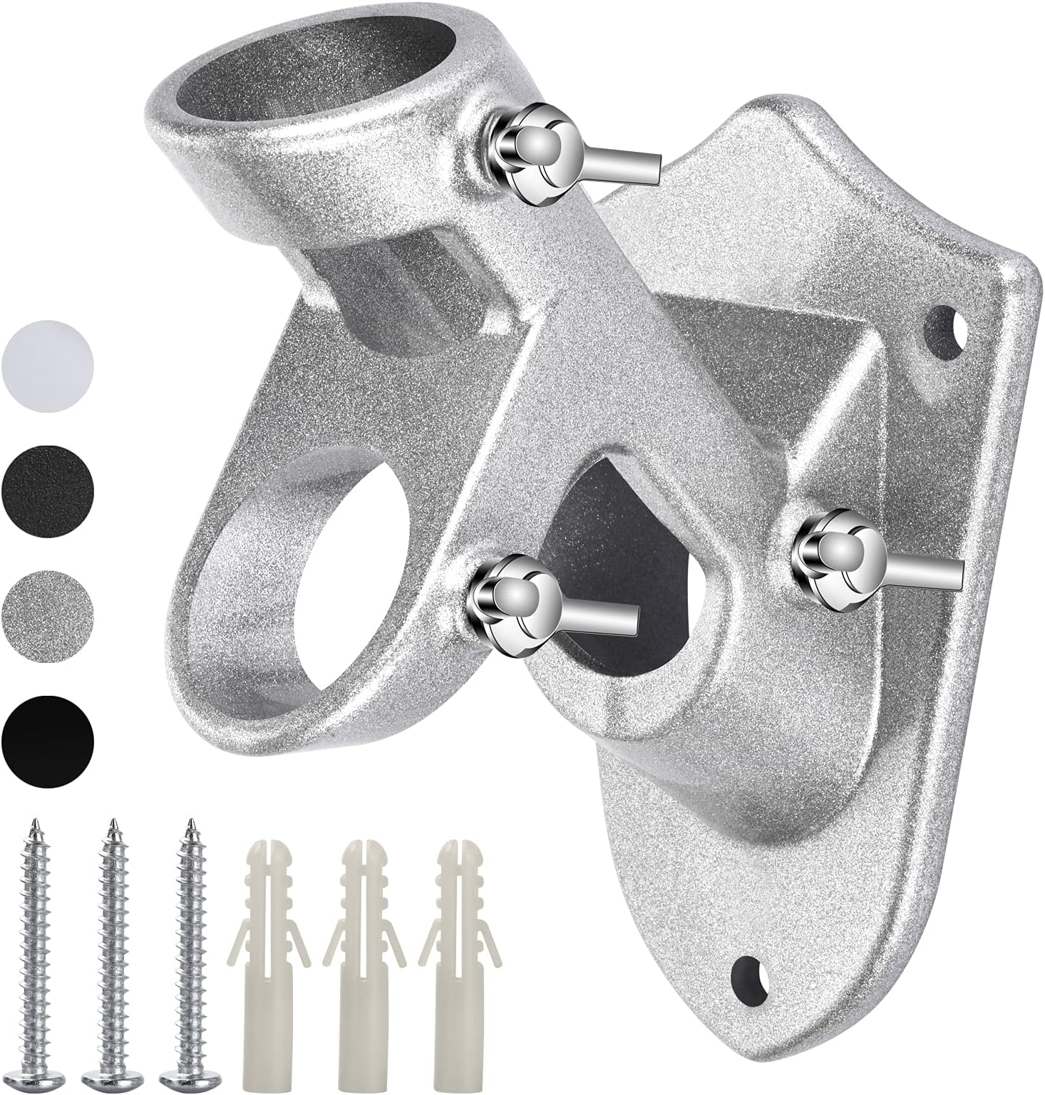 Flag Pole Holder, 2 Position House Flag Pole Bracket, Heavy Duty Aluminum Mount - Stainless Steel Hardware - Strong and Rust Proof - 1" Inner Diameter (Silver-1Pack)