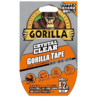 KURE  Gorilla Tape, Crystal Clear, 48mm x 8.2m, Strong Multi-Purpose Repair Tape 1778