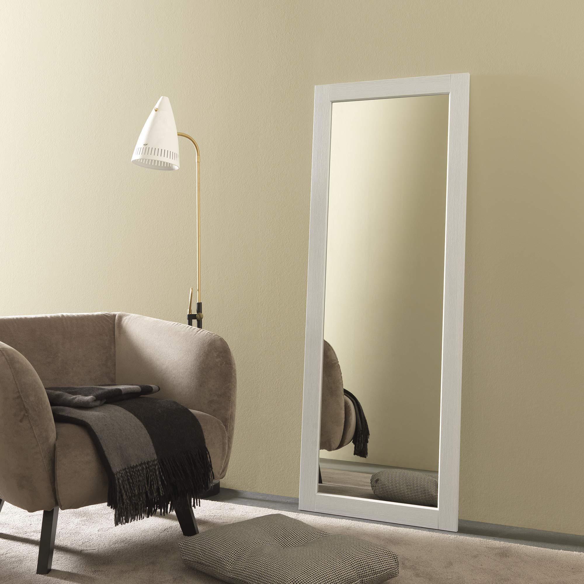 ARHome Specchiera da Parete, 160 x 60, Bianco Frassinato, Specchio da Terra, Made in Italy