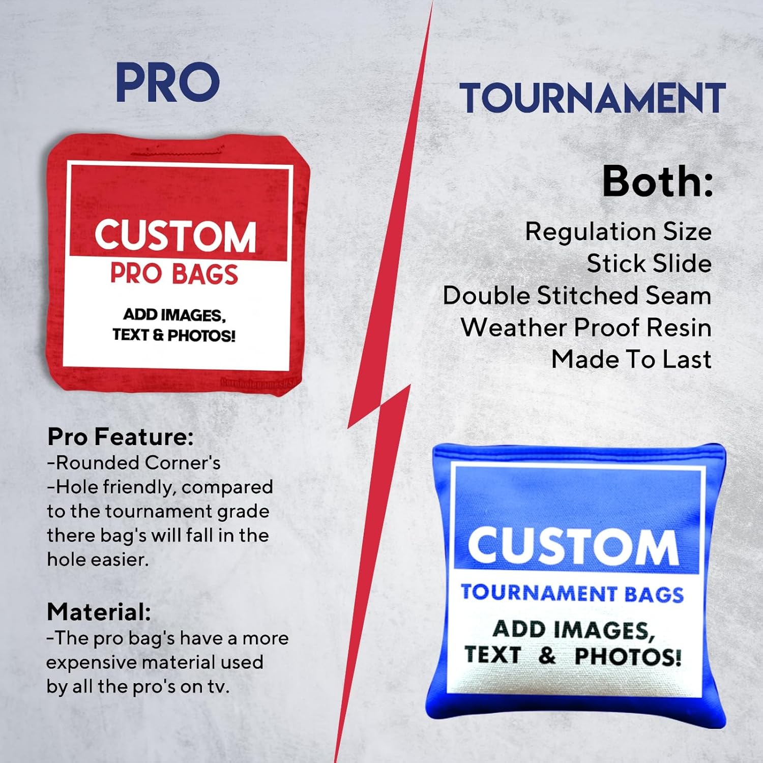 Tournament & Pro Custom Cornhole Bags, Personalized Cornhole Bean Bags for Your Loved Ones, Flag, State, College etc Includes Score Tower and Carry Case