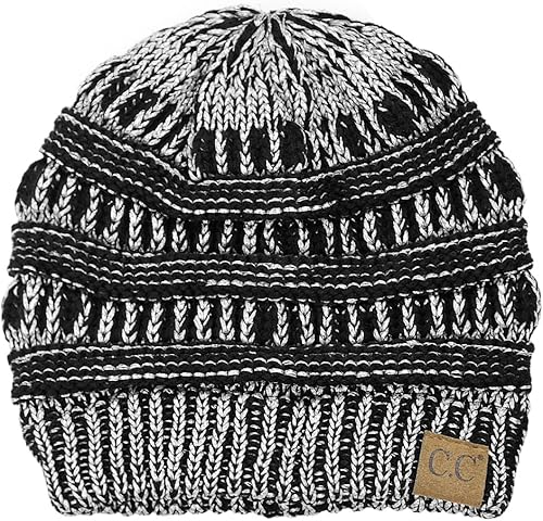 C.C - Gorro de punto trenzado, elástico, moderno, grueso, suave y abrigador