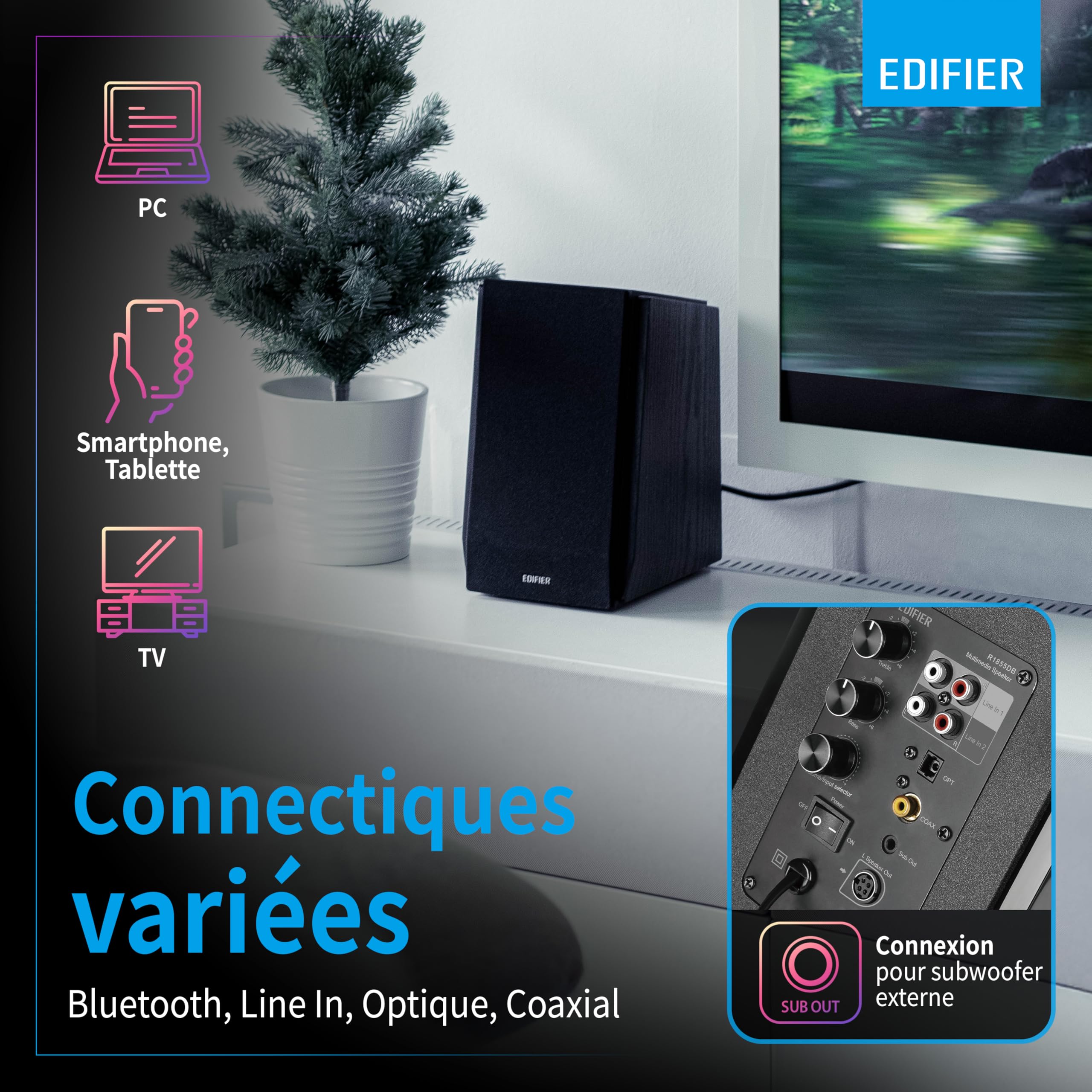 Edifier R1855DB 2-voies Noir Avec fil &sans fil 70 W