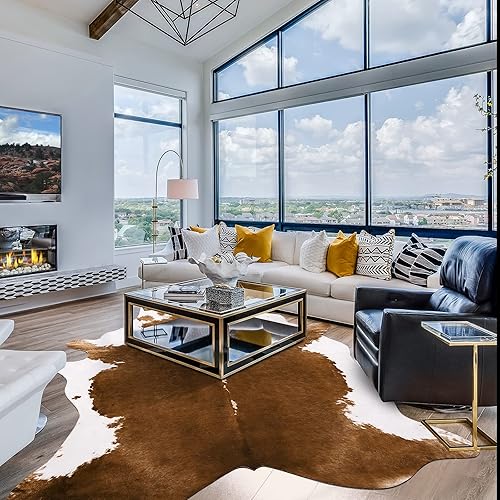 Miniatura 7 de Amearea Alfombra de piel sintética de vaca grande, decoración occidental prémium del hogar, alfombras con estampado de vaca, alfombra de piel