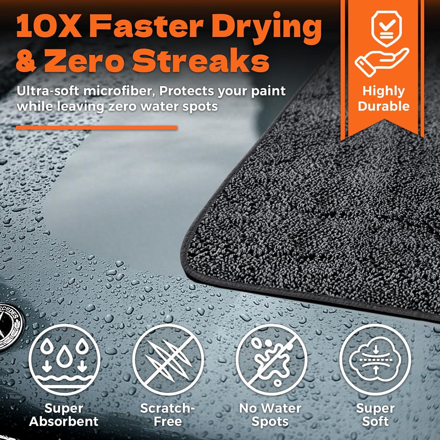 3-Pack Microfiber Towels for Cars (36"x24") - Car Drying Towel, Ultra Soft & Absorbent, Streak-Free & Scratch-Free, Car Towels Drying for Auto Detailing, Trucks, SUVs