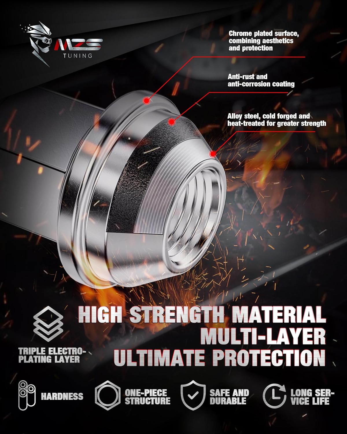 MZS Tie Down Hooks Black + Wheel & Tire Lug Nuts Compatible with 2015+ F150