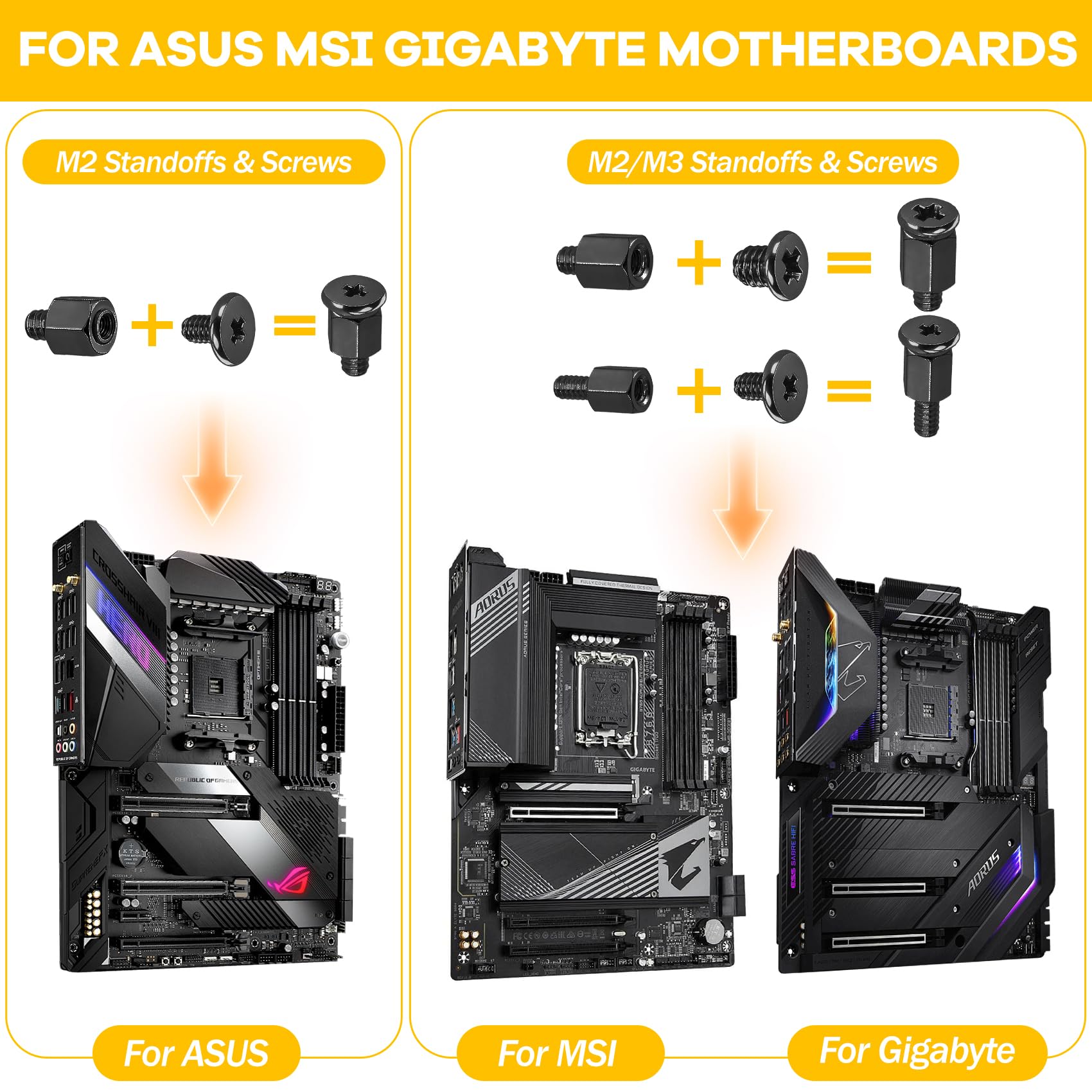 IEAWISL M.2 SSD Screws Kit, NVMe Screws for ASUS MSI Gigabyte Asrock Motherboard, 34Pcs M.2 SSD Screws Standoffs for Laptop PC Repair & DIY, Screwdriver Included (Black) - 4