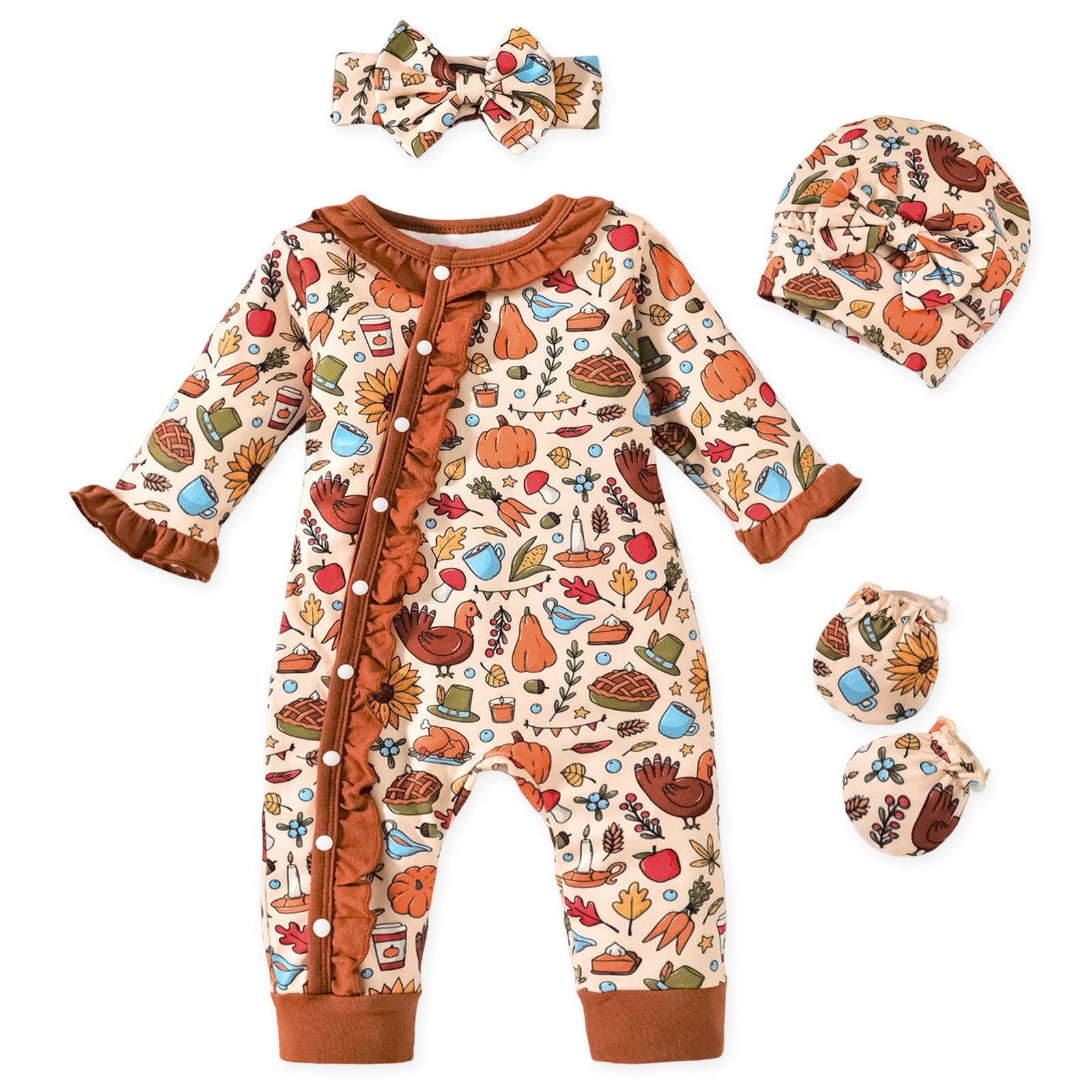 Aalizzwell Baby Girls Romper Outfit Fall Winter Clothes with Accessories