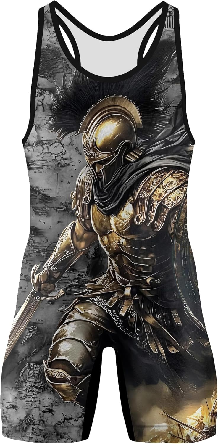 Spartan Guardian Men's Wrestling Singlet, Wrestling Outfits for Men, Cool & Breathable Freestyle Singlet
