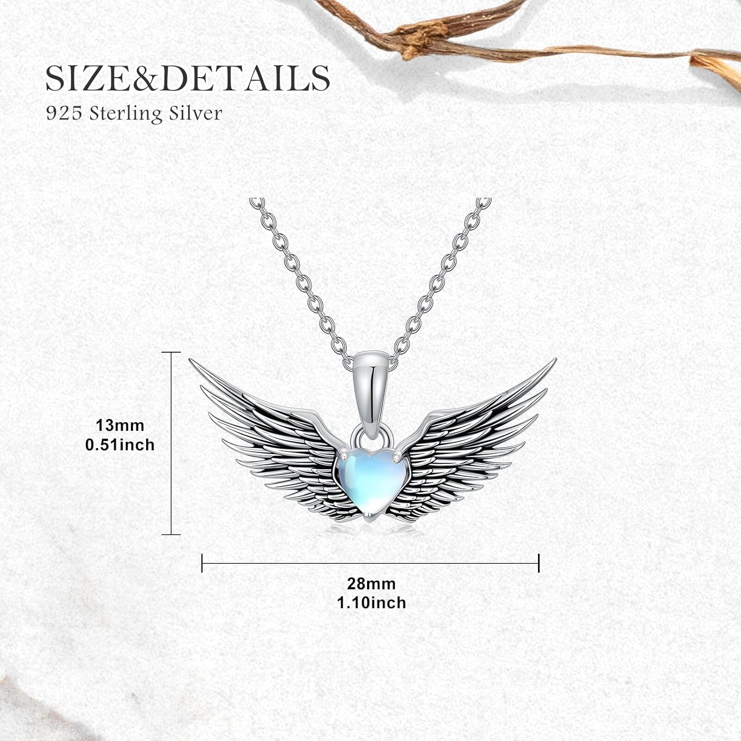 Angel Wings Necklace for Women 925 Sterling Silver Moonstone Guardian Angel Wing Pendant Ladies Jewelry Gifts - Image 5