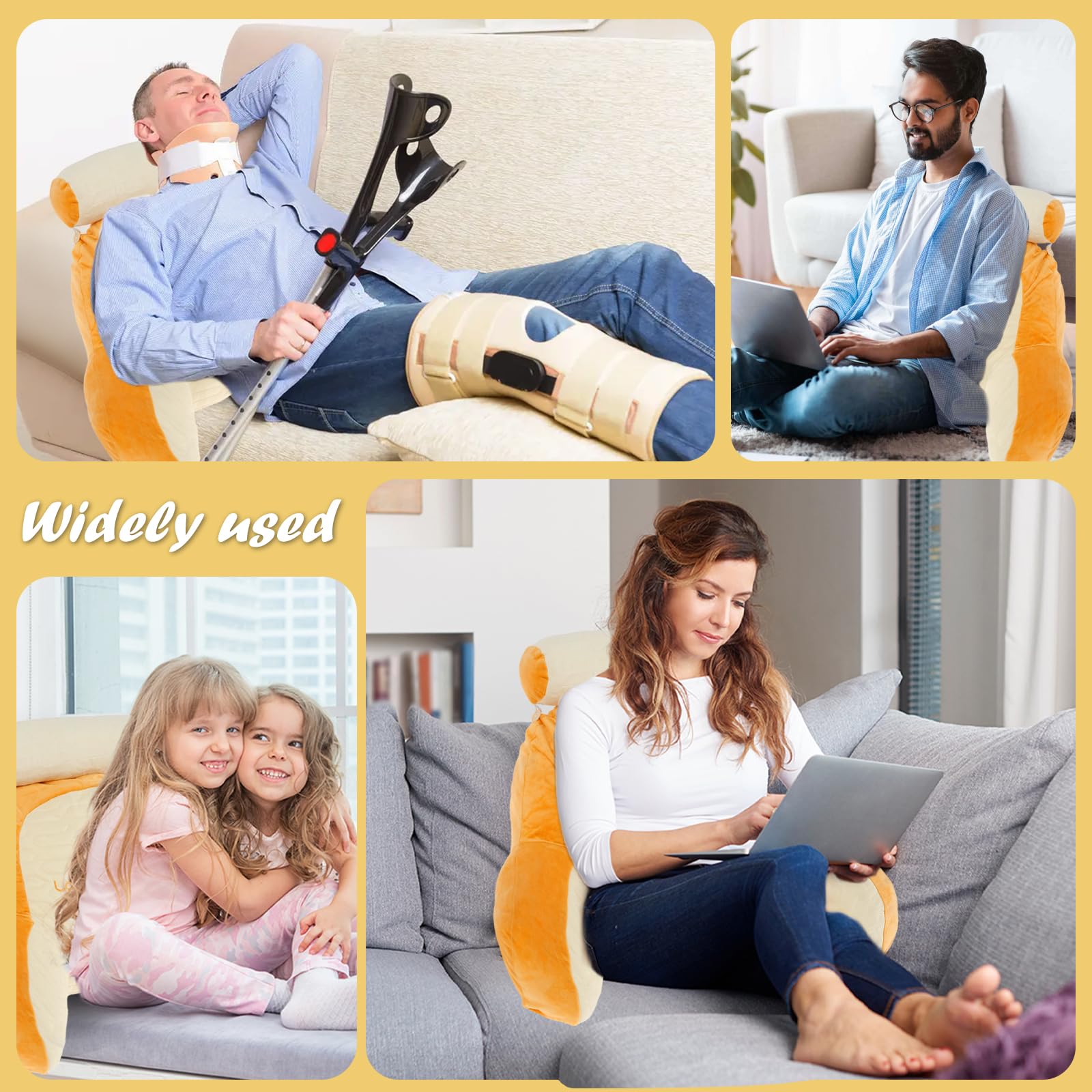 Cuscino Da Lettura A Cuneo Con Supporto Collo E Braccioli Rimovibili - Per Letto E Divano, Tessuto Velluto Lavabile