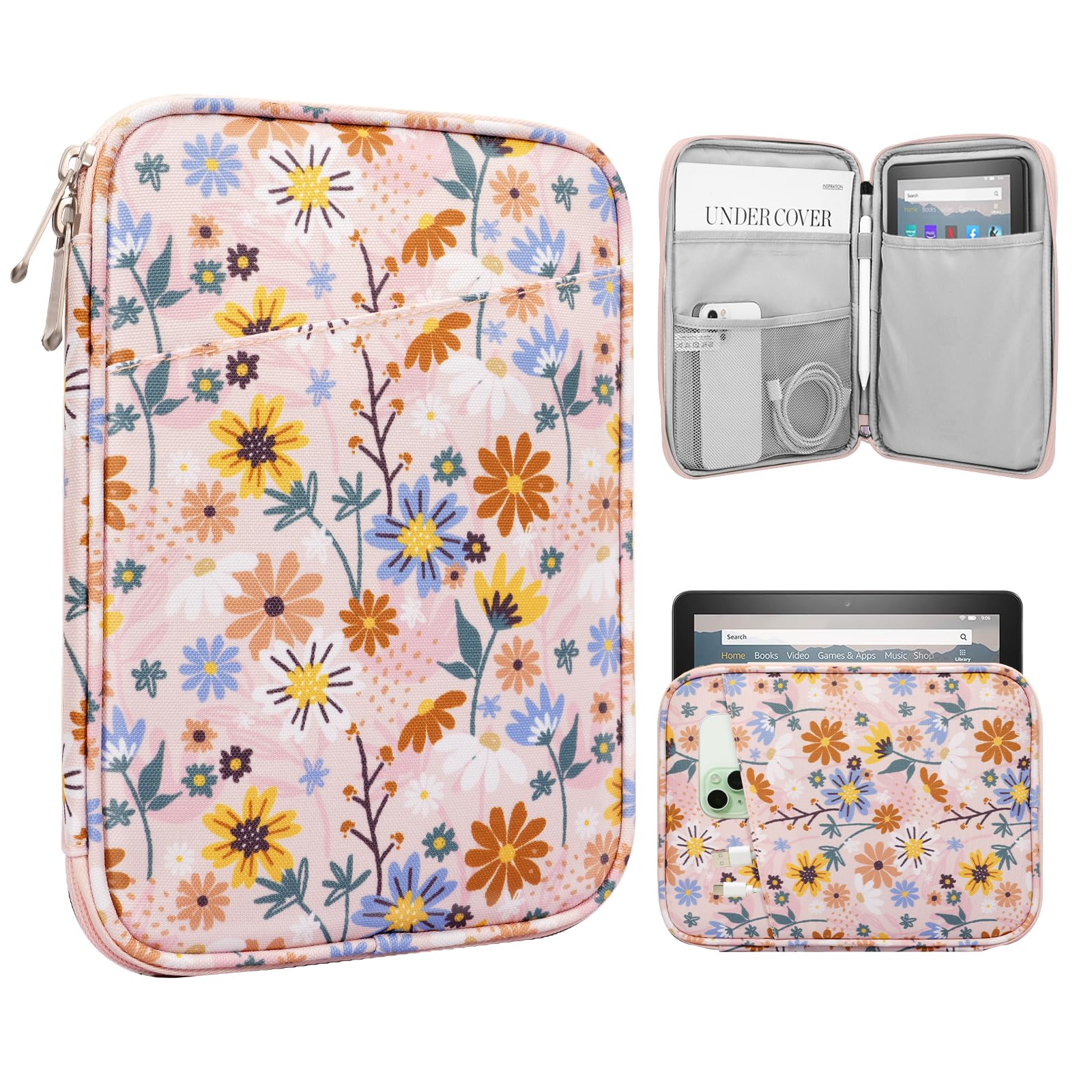 TiMOVO 8-9 Inch Tablet Sleeve for iPad mini, Yellow Flower