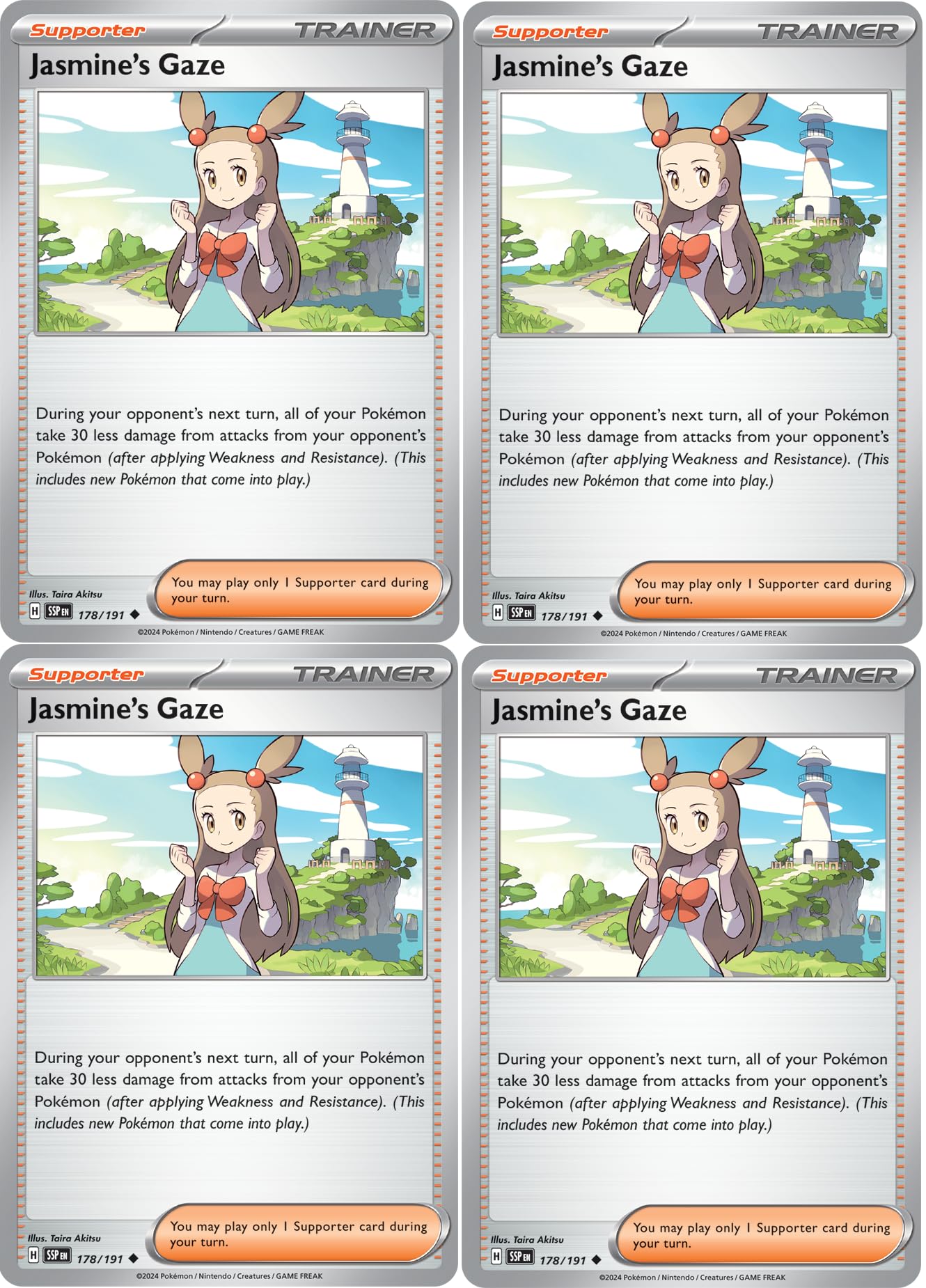 Amazon.com: Jasmine's Gaze 178/191 - Surging Sparks - Trainer Card Lot x4 -  Playset : Toys & Games