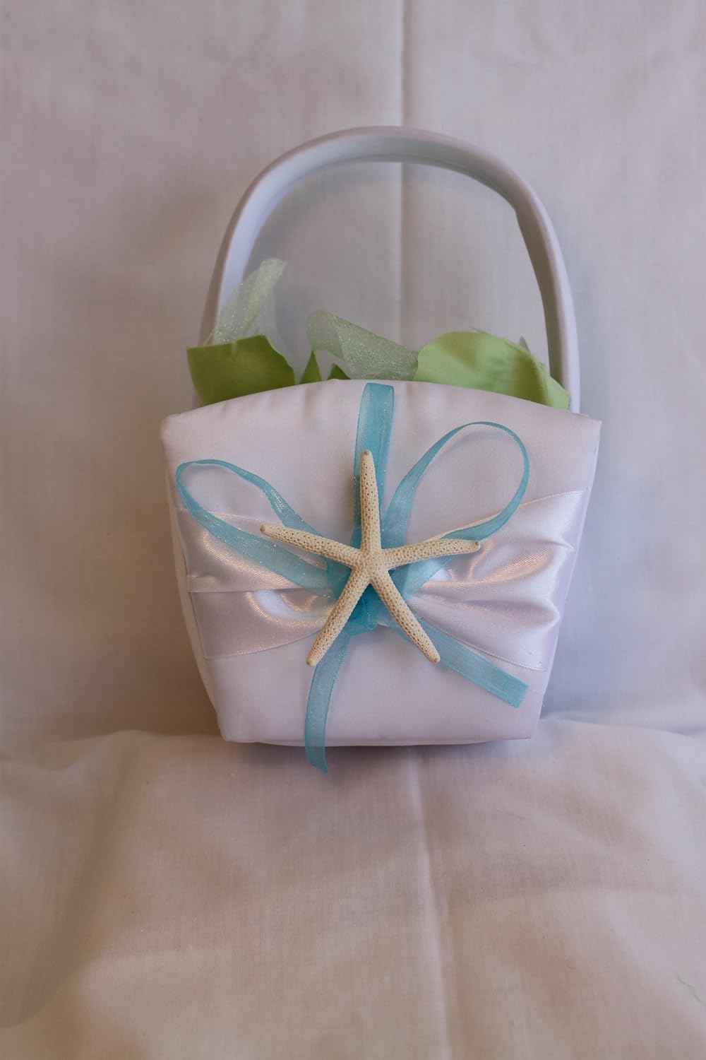 Beach Wedding Finger Starfish Flower Girl Basket - White