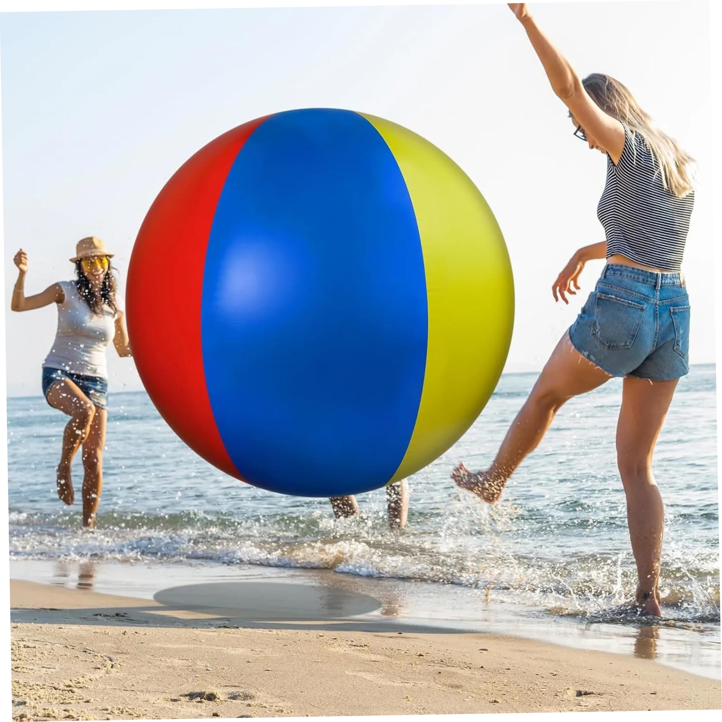 Palla Gonfiabile Gigante, Pallone da Spiaggia Gonfiabile Gigante, Palline da Gioco in PVC Morbido per Divertimento in Famiglia all'Aperto, Rosso/Giallo/Blu, 100 cm/39, 37 Pollici, Spiaggia, Palline