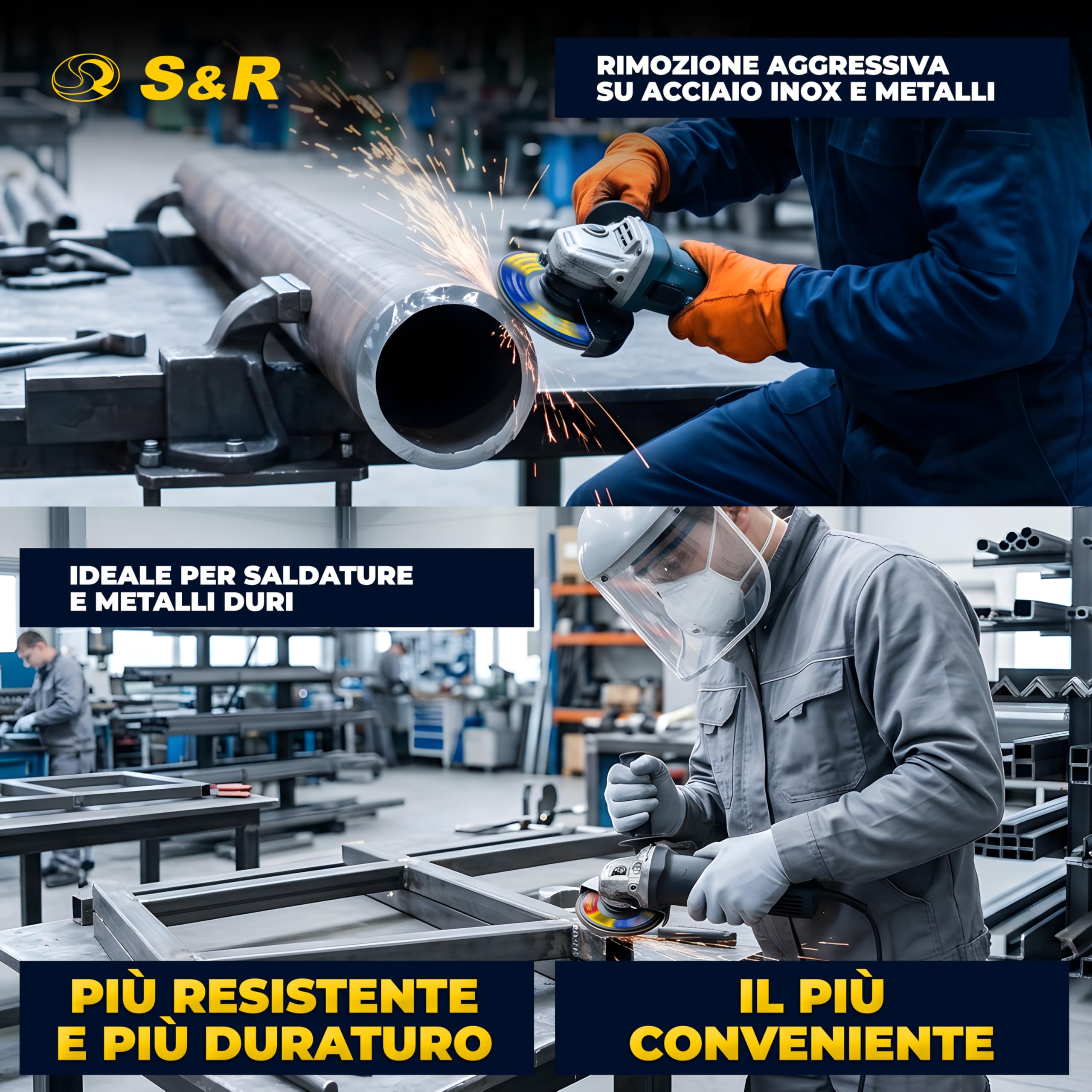S&R Disco Lamellare 125-10 Dischi Abrasivi a Lamelle 125mm. Dischi Lamellari 125 Grana 60 Metallo Acciaio INOX Legno. Disco Abrasivo 125 per Smerigliatrice di tutte le Marche.