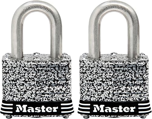 Miniatura 8 de Master Lock 3SSQ - Candado de acero inoxidable para exteriores con llave, paquete de 4 unidades, color plateado