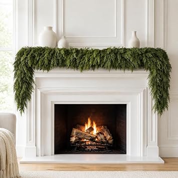 6FT Christmas Garland Cedar Garland Cypress Real Touch Faux Greenery
