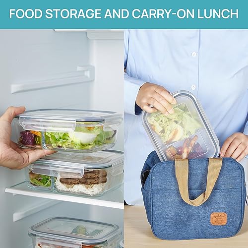 Miniatura 5 de Vtopmart Paquete de 5 recipientes de vidrio de almacenamiento de alimentos de 33 onzas con tapas, recipientes de preparación de comidas, 2