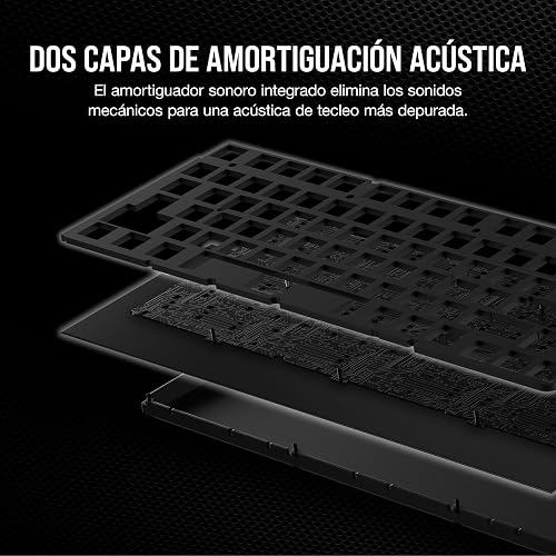 Corsair K65 Plus Wireless 75% RGB Clavier mécanique de Jeu Interchangeable à Chaud - Interrupteurs linéaires Rouges Corsair MLX pré-lubrifiés - insonorisation - claviers PBT - QWERTY ES - Noir - 12