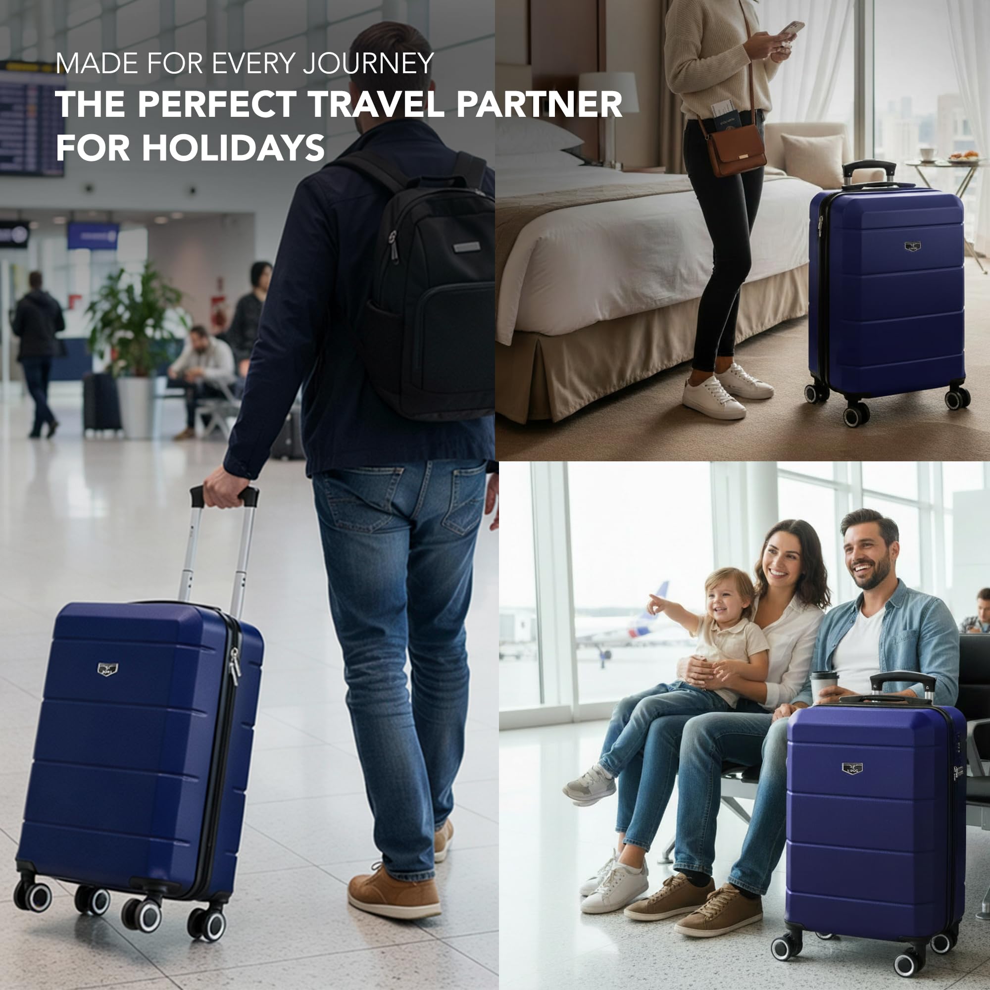 LUGG - Jetset 40cm Suitcase - 40x30x20cm- Ryanair Compatible - Underseat Size - Hard Shell ABS - Spinner & Removable Wheels - Lightweight Travel Luggage- Cream/Brown — view 92