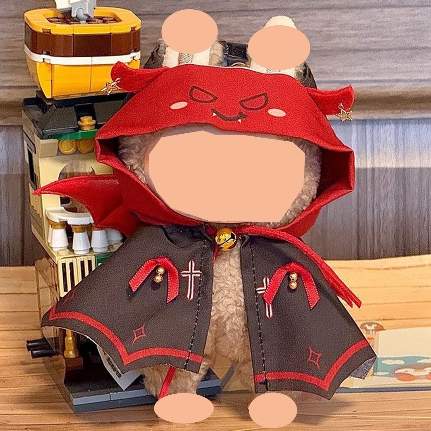 17cm Clothes Set(NO Doll), Black and Red Cloak and Hat Set for 17cm Accessories Suit, Cute Clothes for Dress up Unique Style