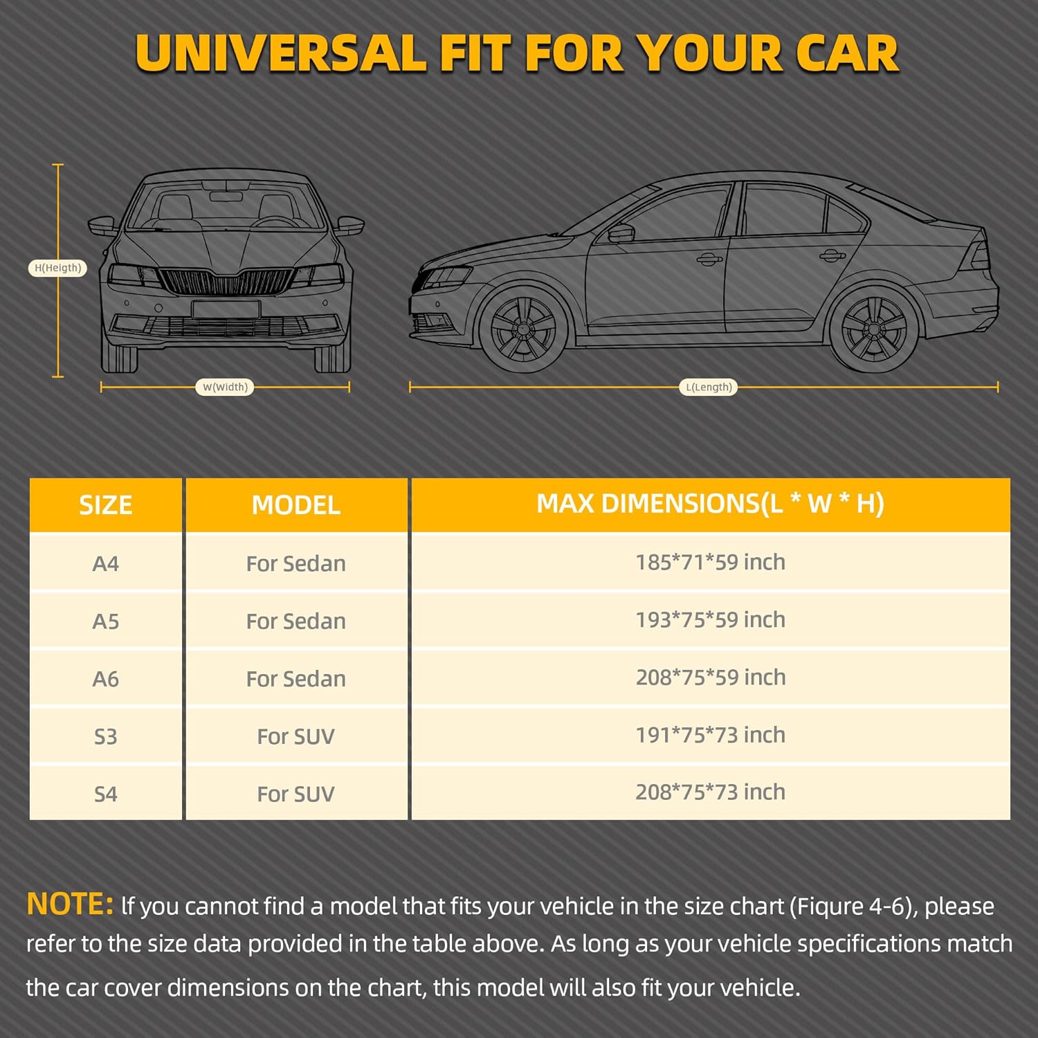 10-Layer Car Cover Waterproof All Weather, Soft Cotton Lining Car Covers for Automobiles & Car Snow Cover with Door Zipper, Universal Fit for Sedan 194"-208" L, Size A6 (See Size Chart)